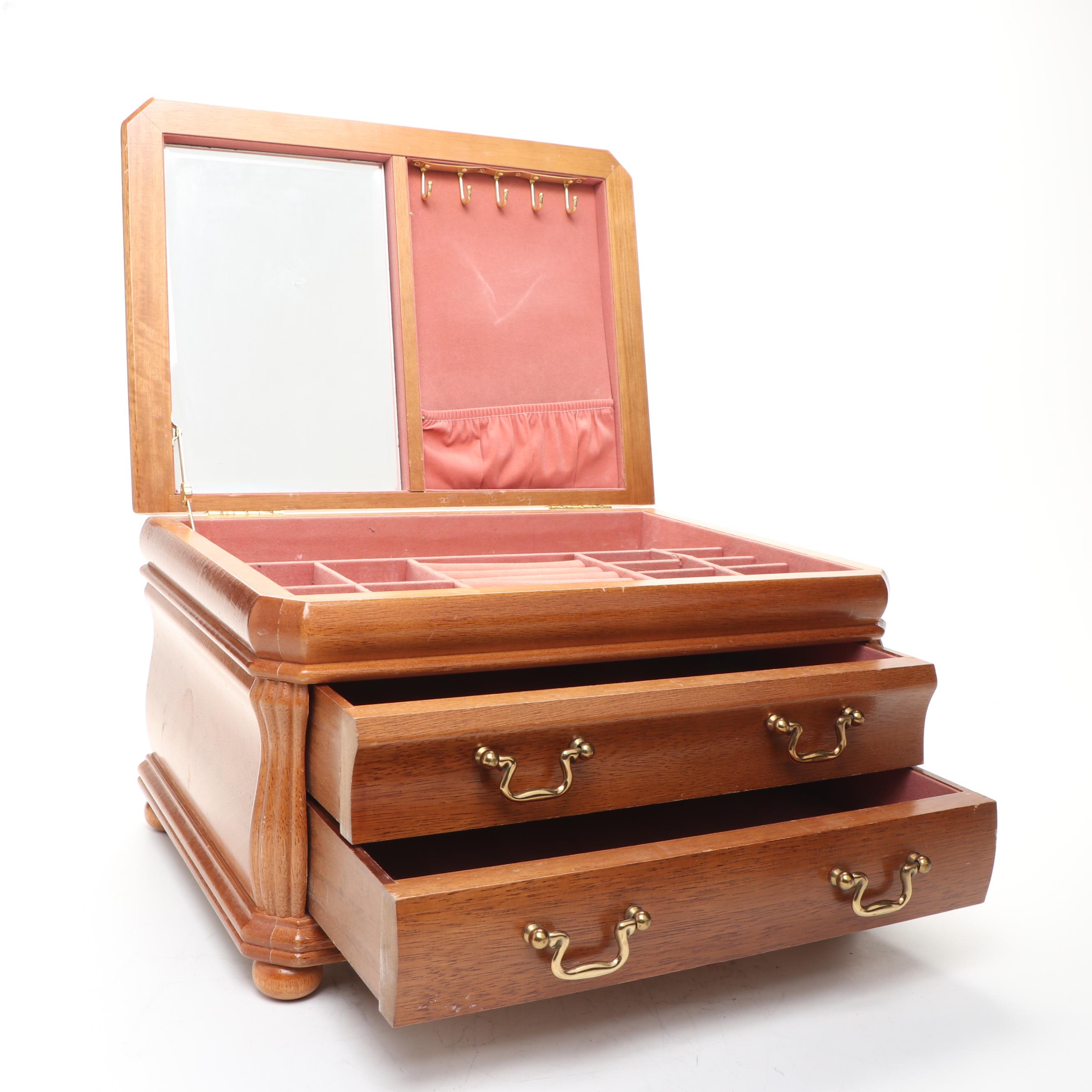 Wood Vanity Box with Brass Handles
