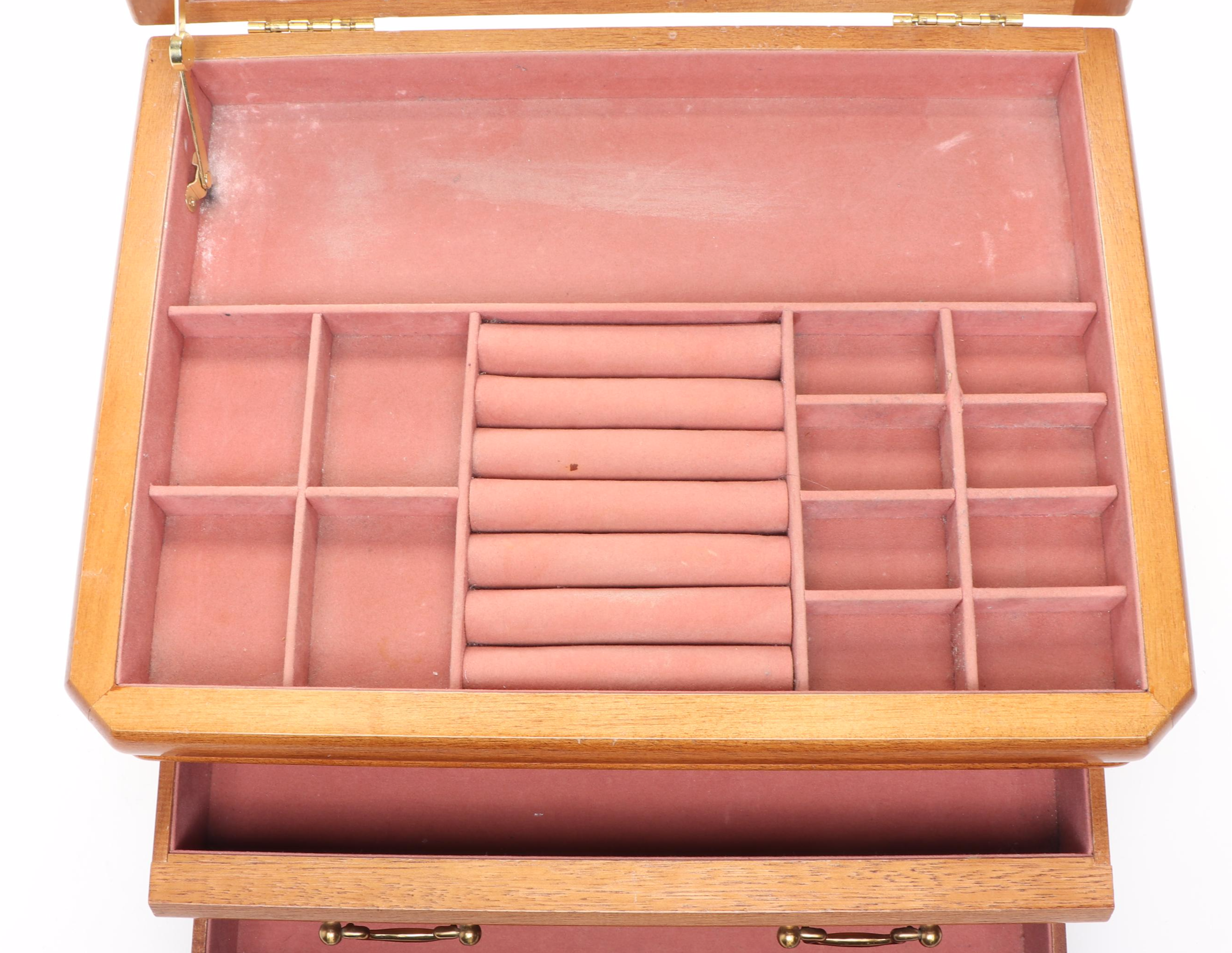 Wood Vanity Box with Brass Handles