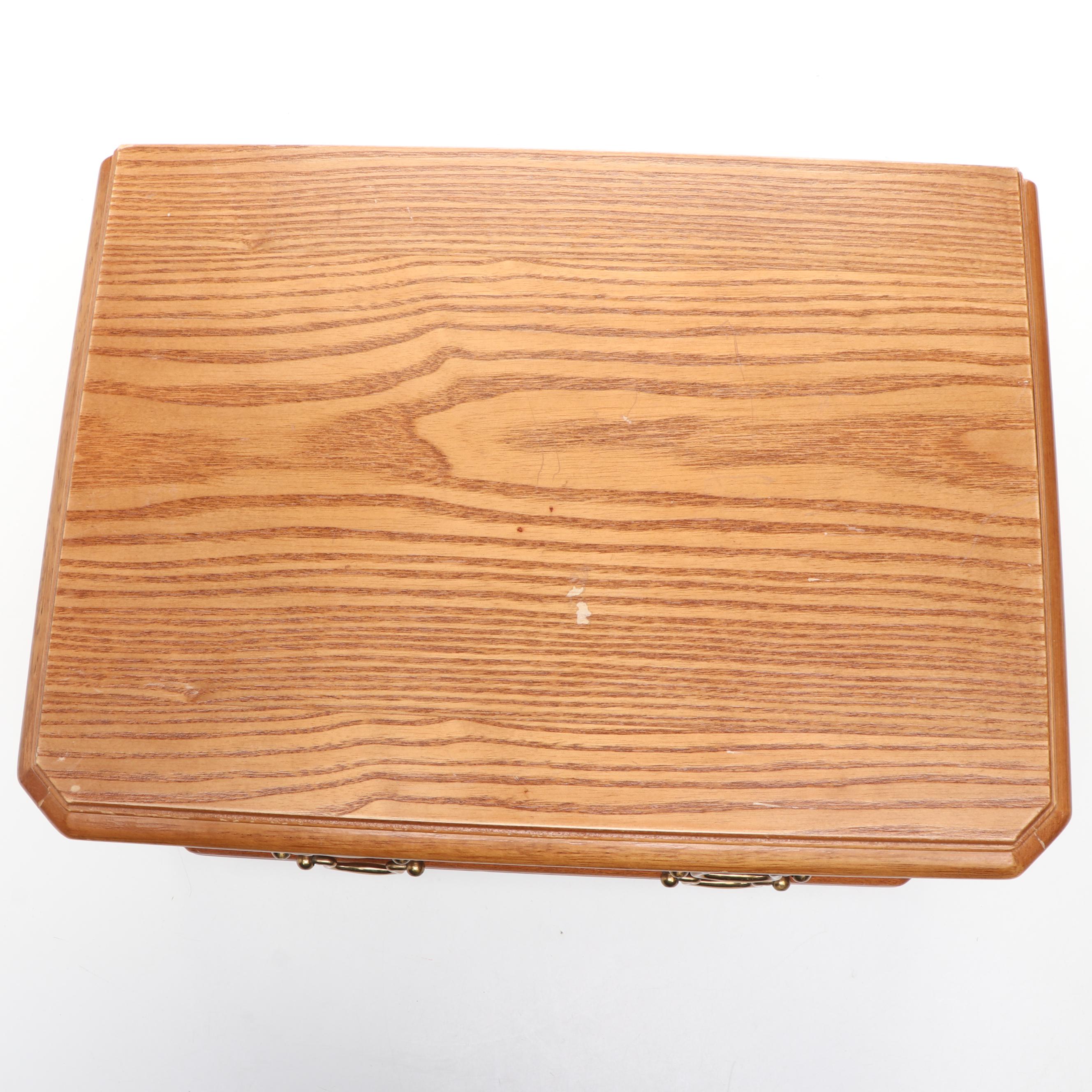 Wood Vanity Box with Brass Handles