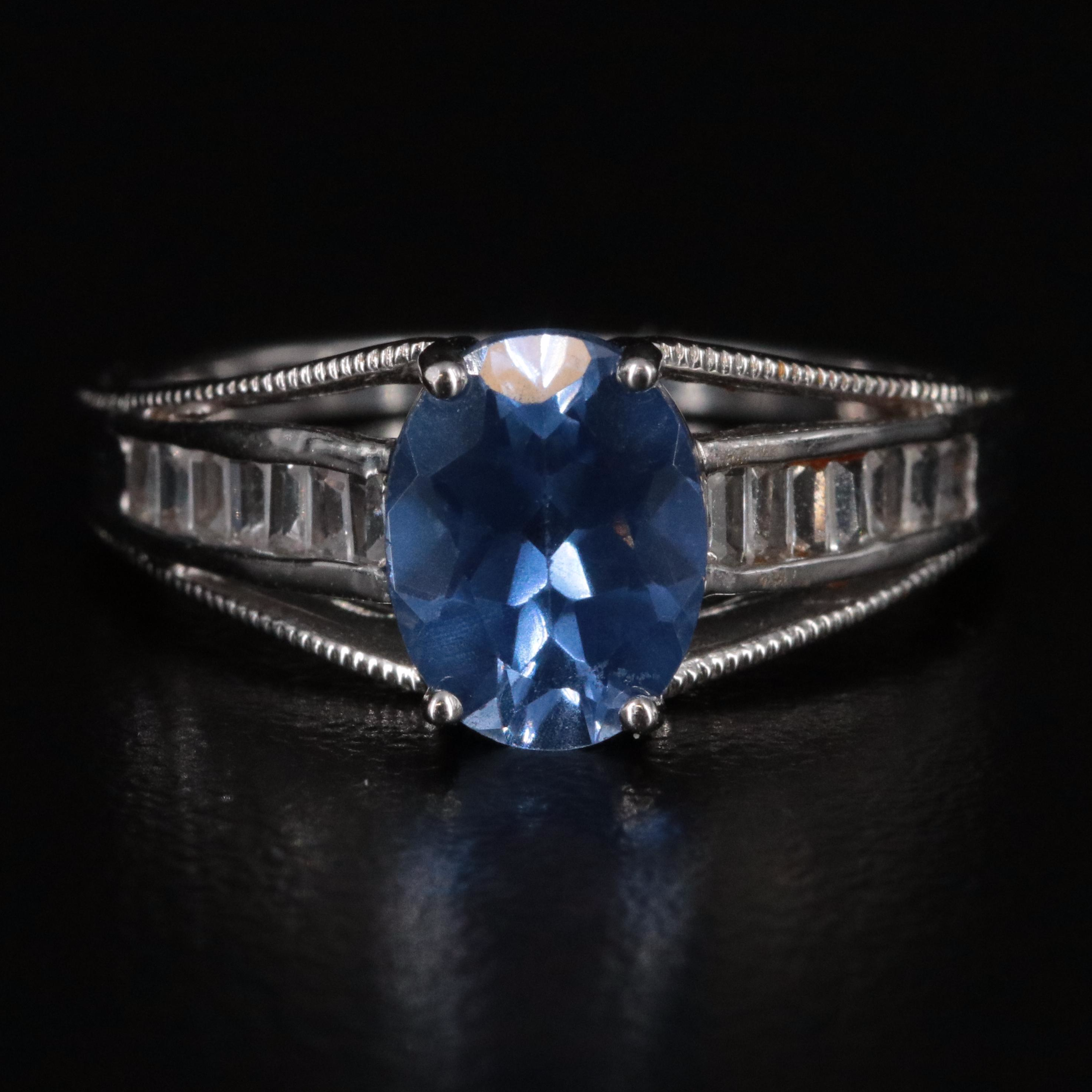 10K Sapphire and White Sapphire Ring