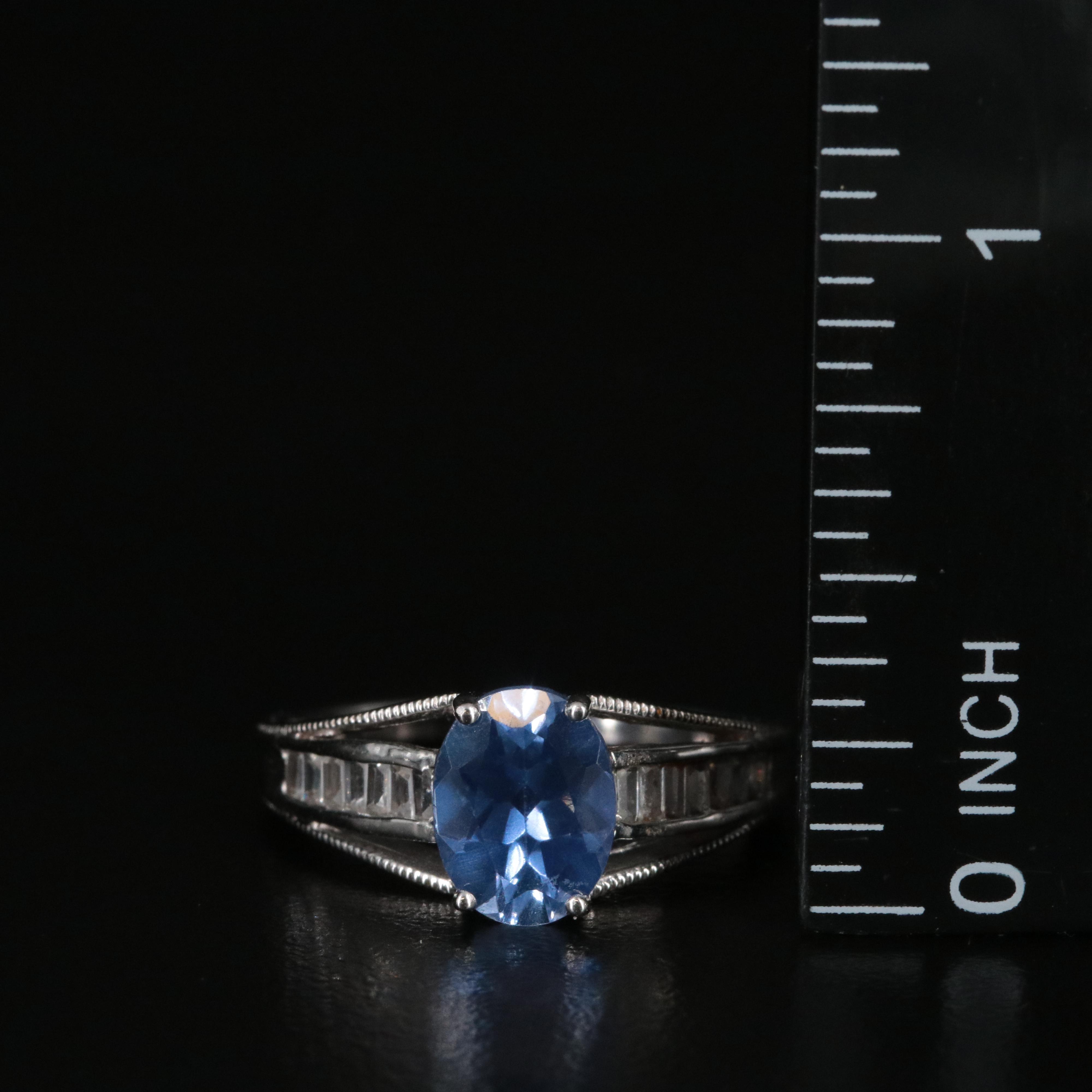 10K Sapphire and White Sapphire Ring