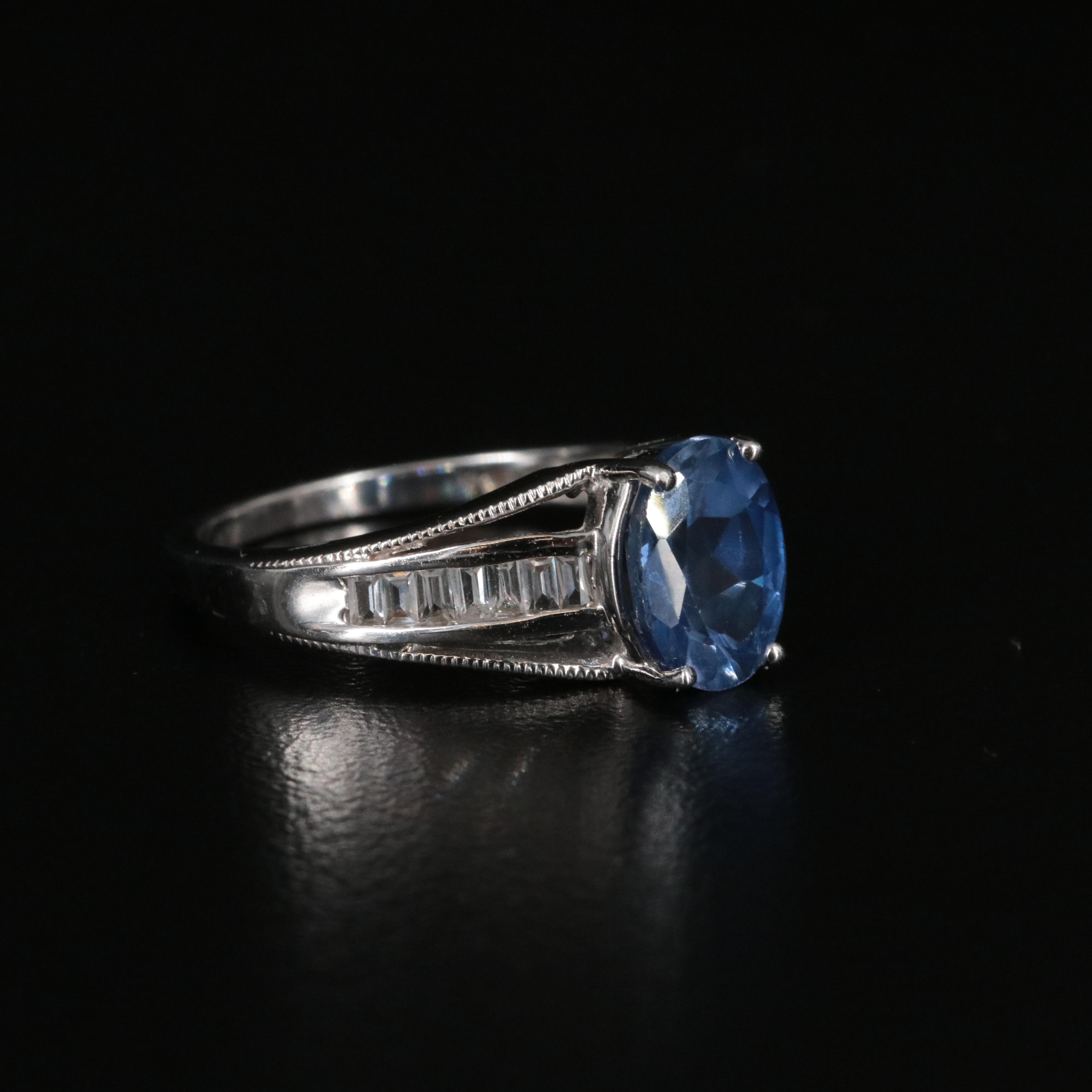 10K Sapphire and White Sapphire Ring