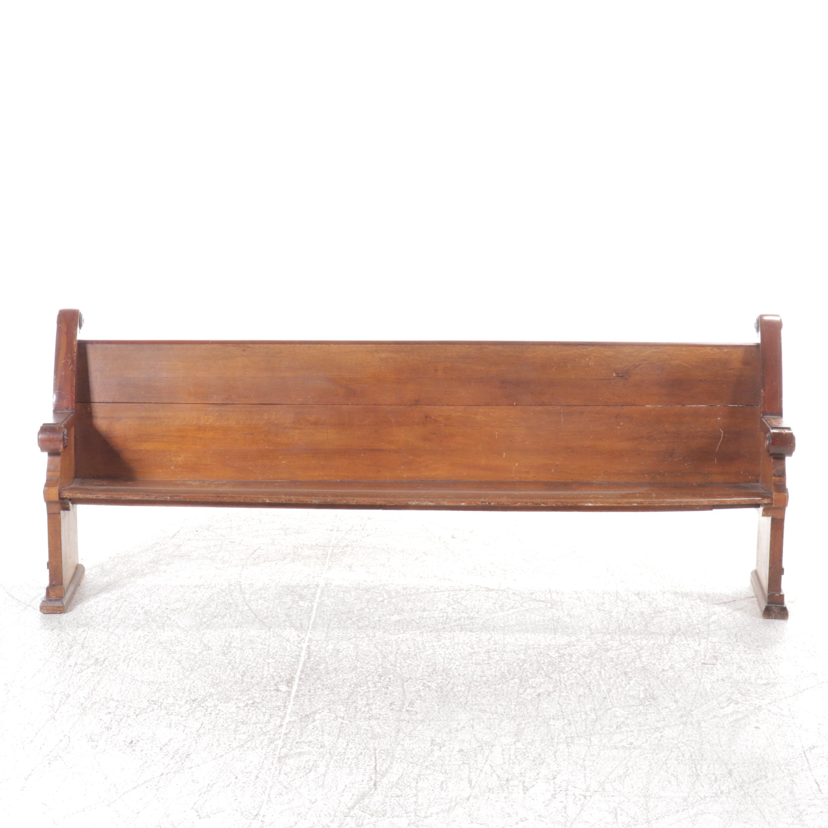 Antique Carved Oak Church Pew