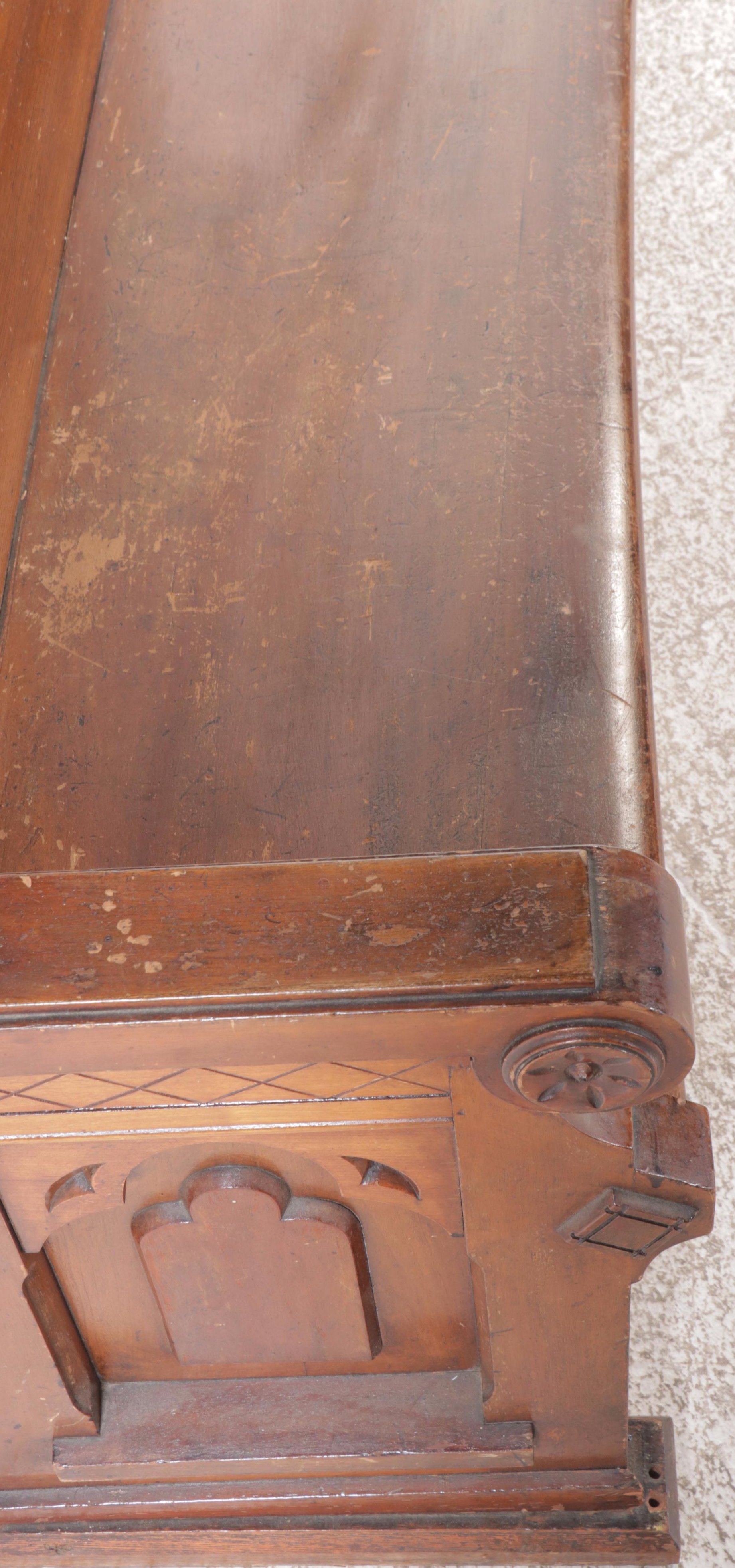 Antique Carved Oak Church Pew