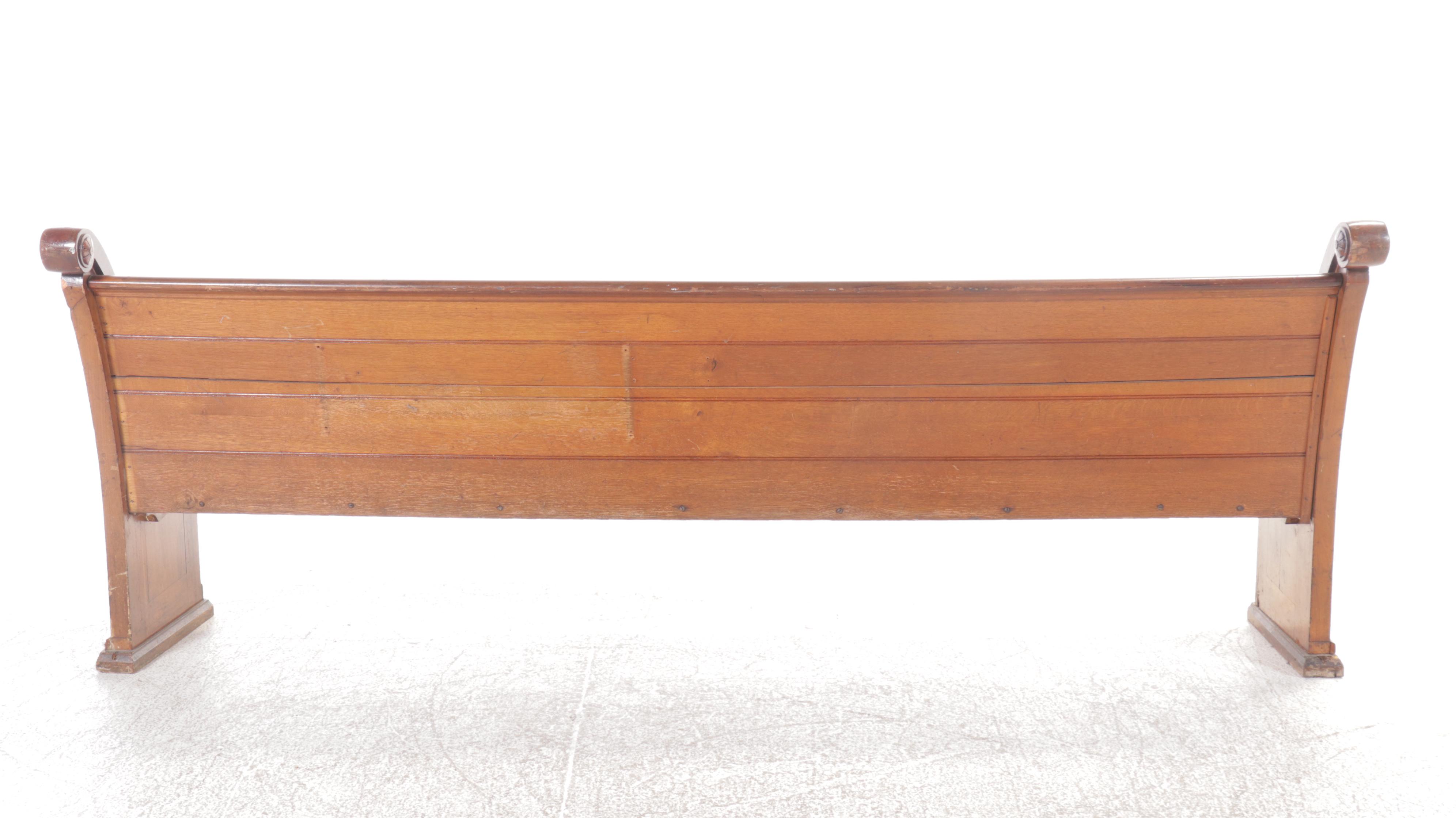 Antique Carved Oak Church Pew