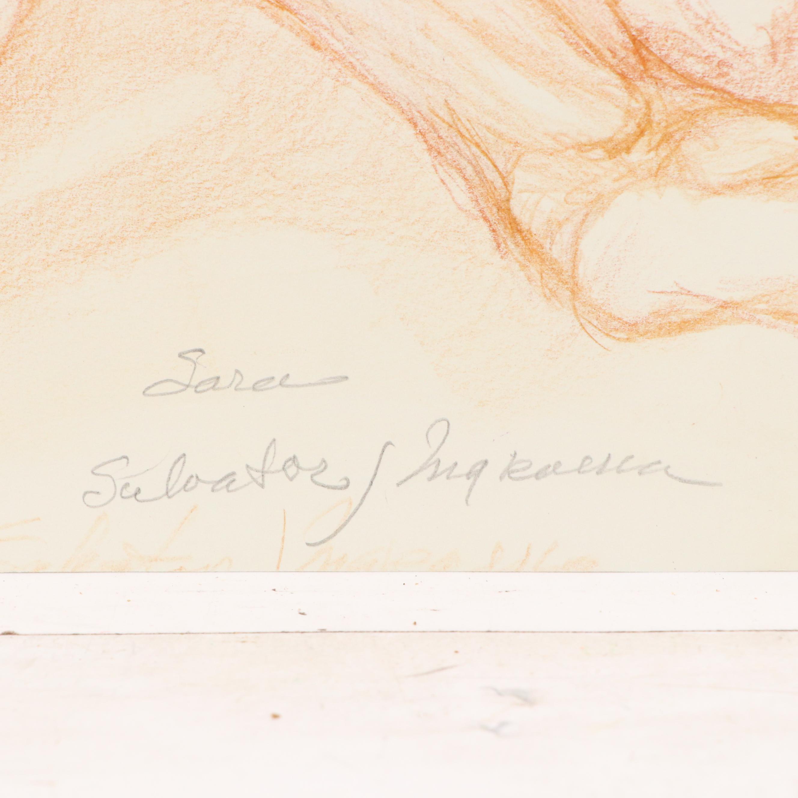 Salvator J. Ingrassia Figural Color Pencil Drawing "Sara"