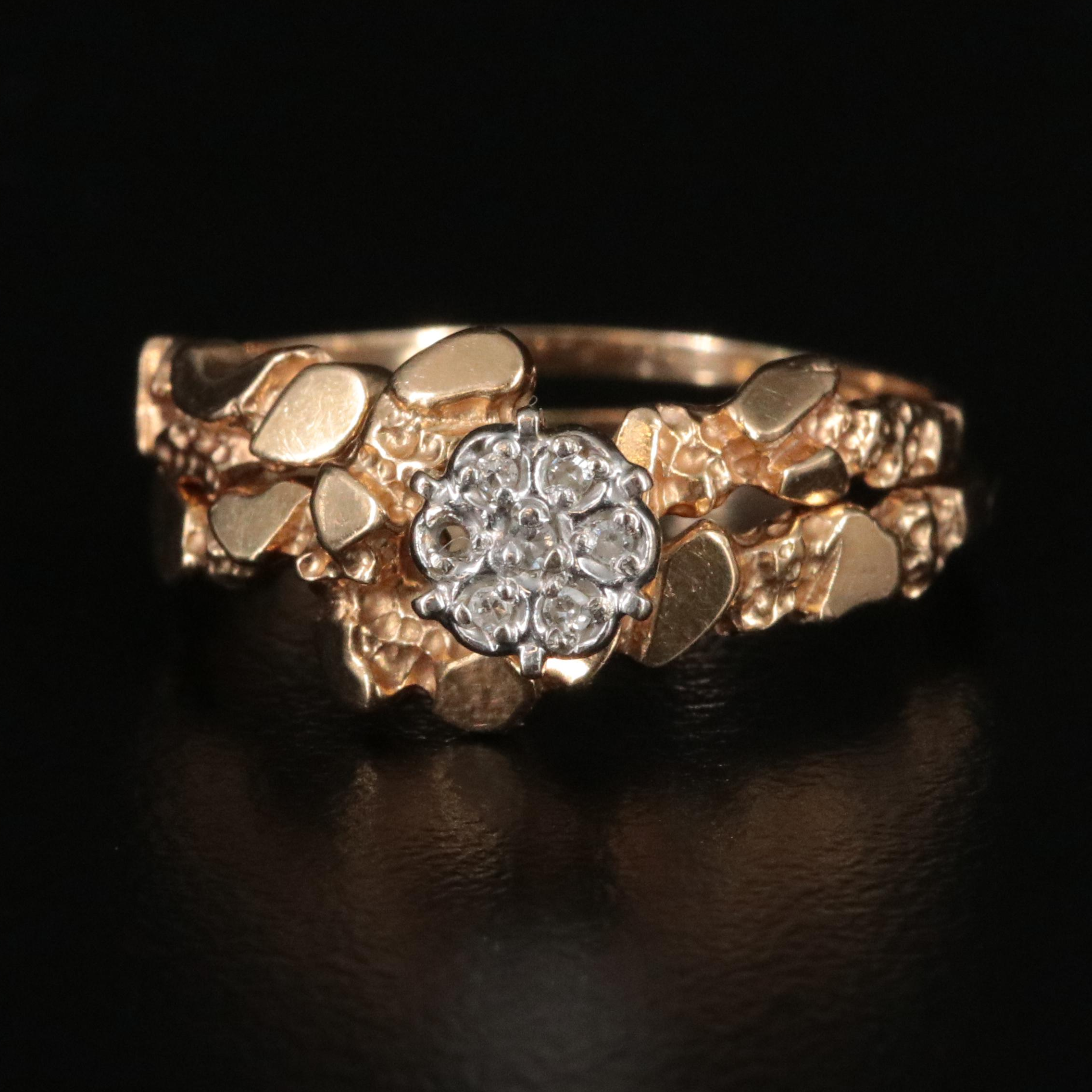 14K 0.03 CTW Nugget Ring Set