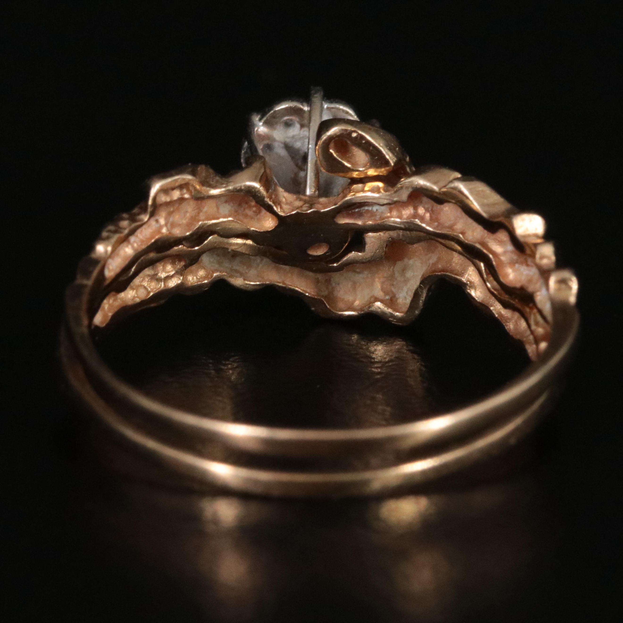 14K 0.03 CTW Nugget Ring Set