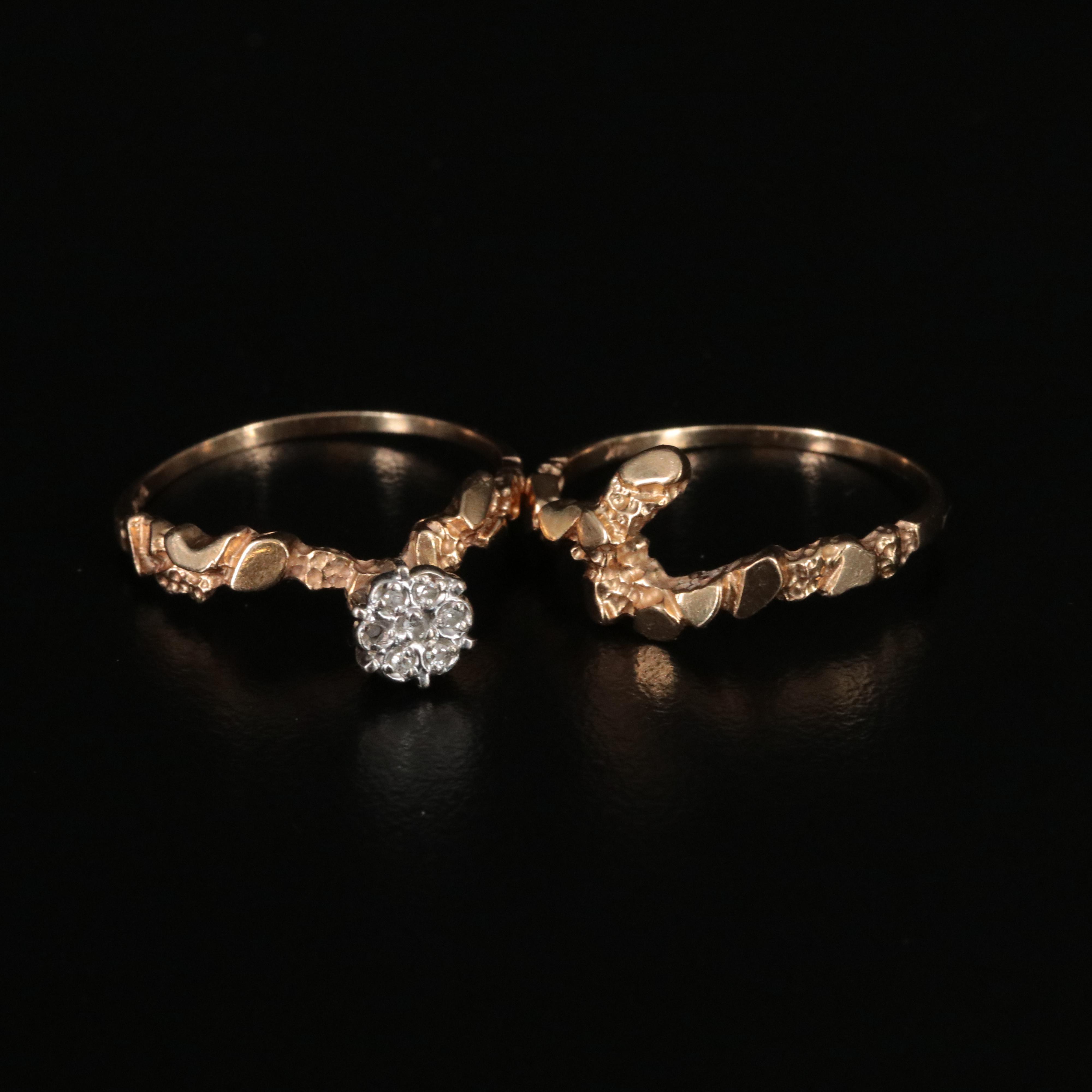 14K 0.03 CTW Nugget Ring Set