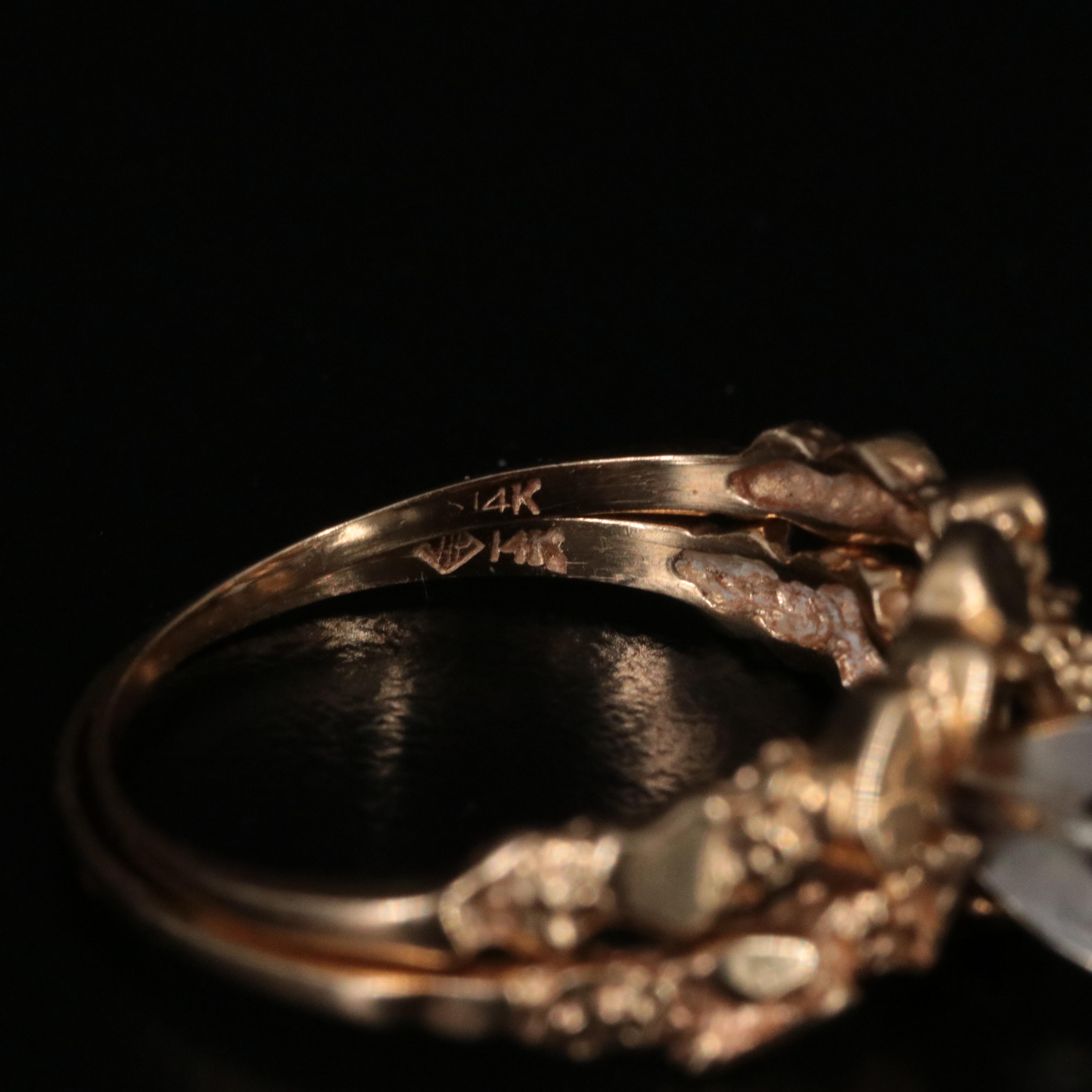 14K 0.03 CTW Nugget Ring Set