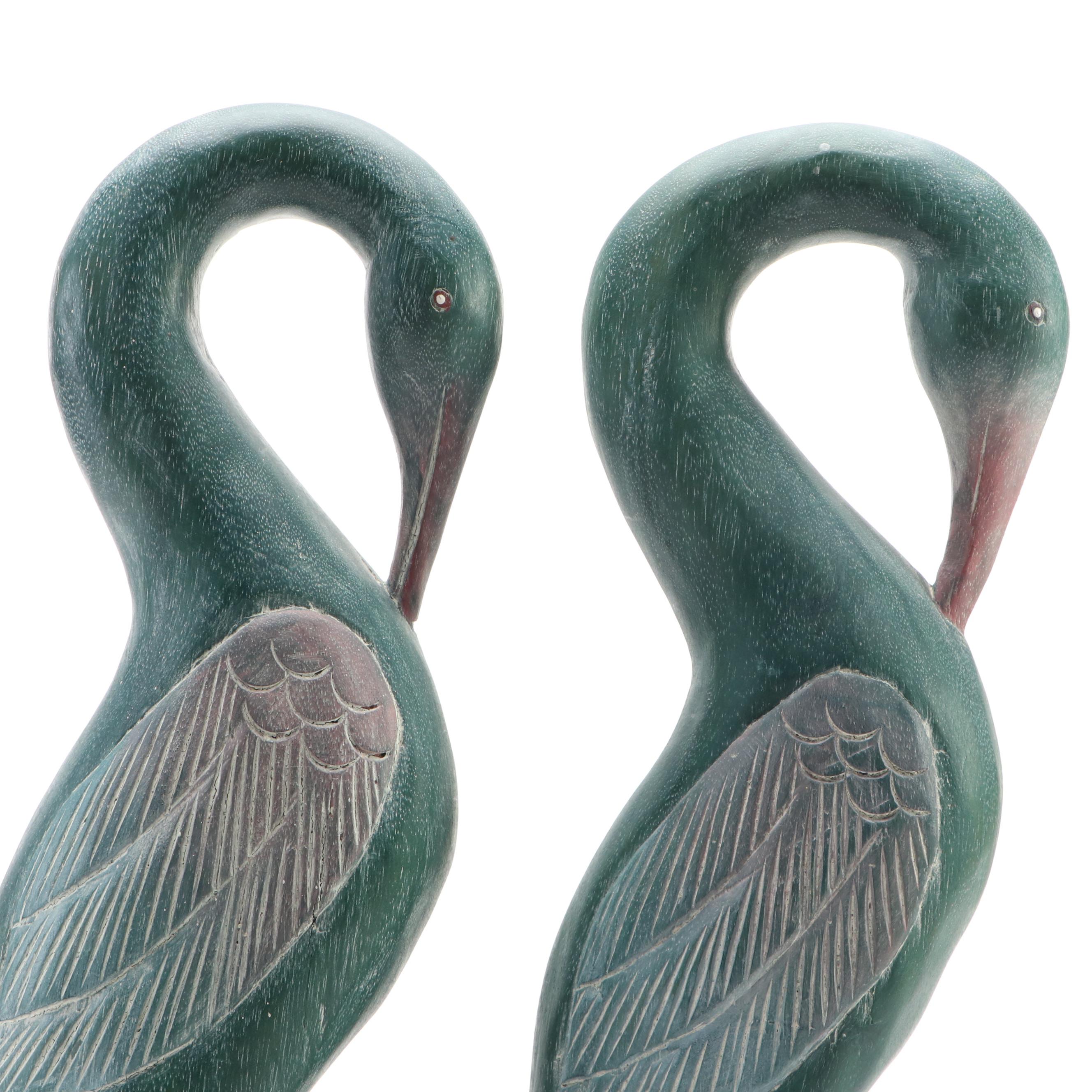 Folk Art Style Wooden Cranes