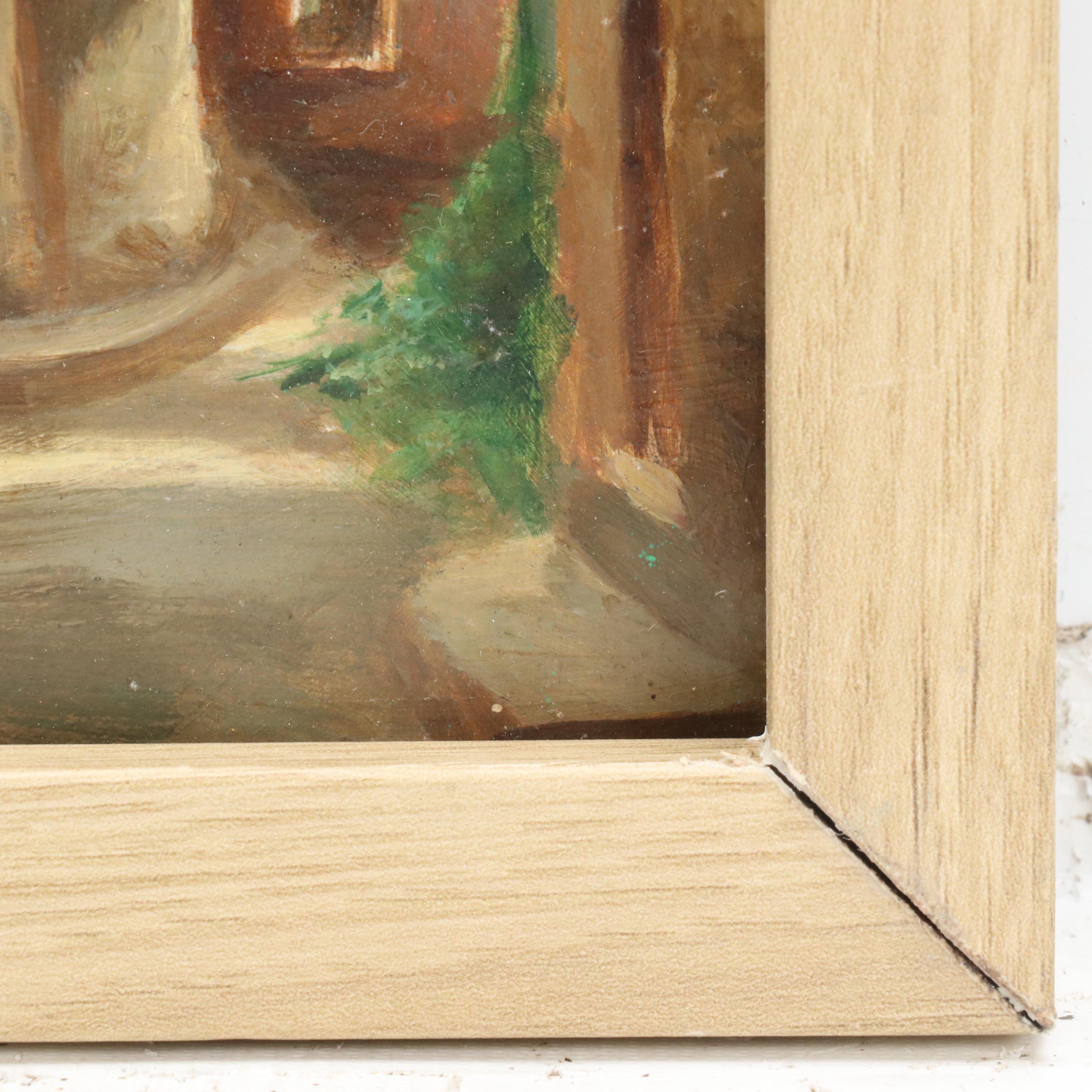 European Cityscape Oil Painting of Village Scene