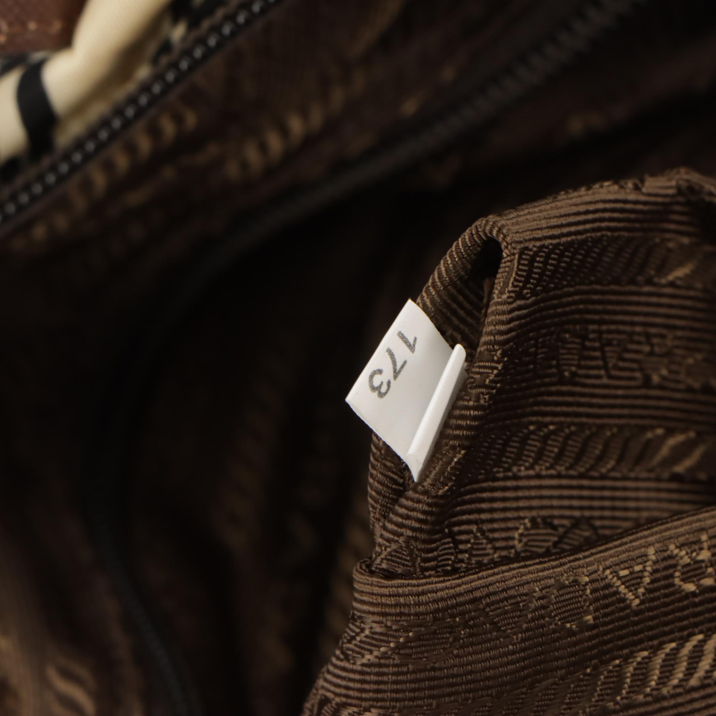 Prada Two-Way Zip Tote in Brown Floral Print Tessuto Nylon and Leather Trim