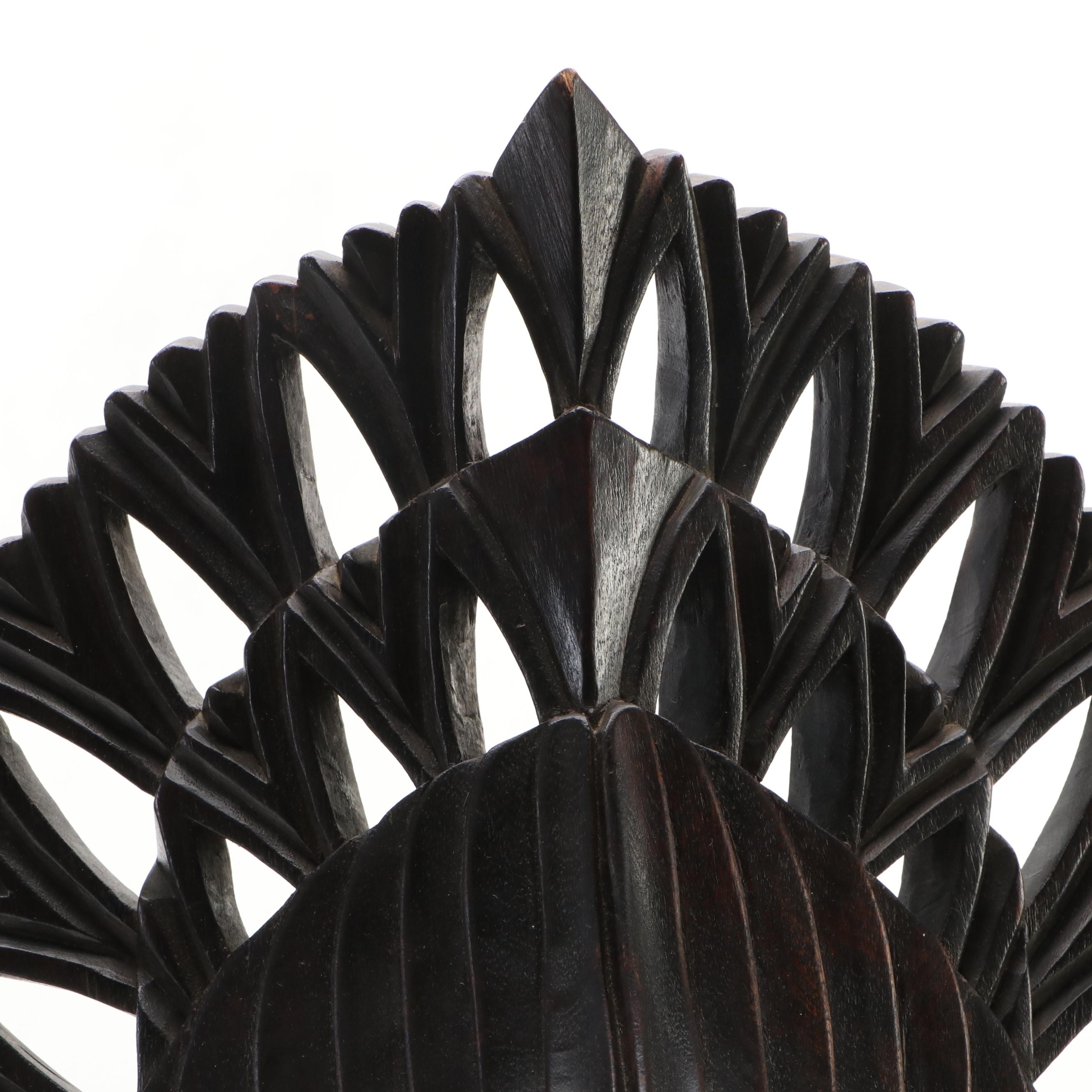 Balinese Style Hand-Carved Wooden Bust of Goddess