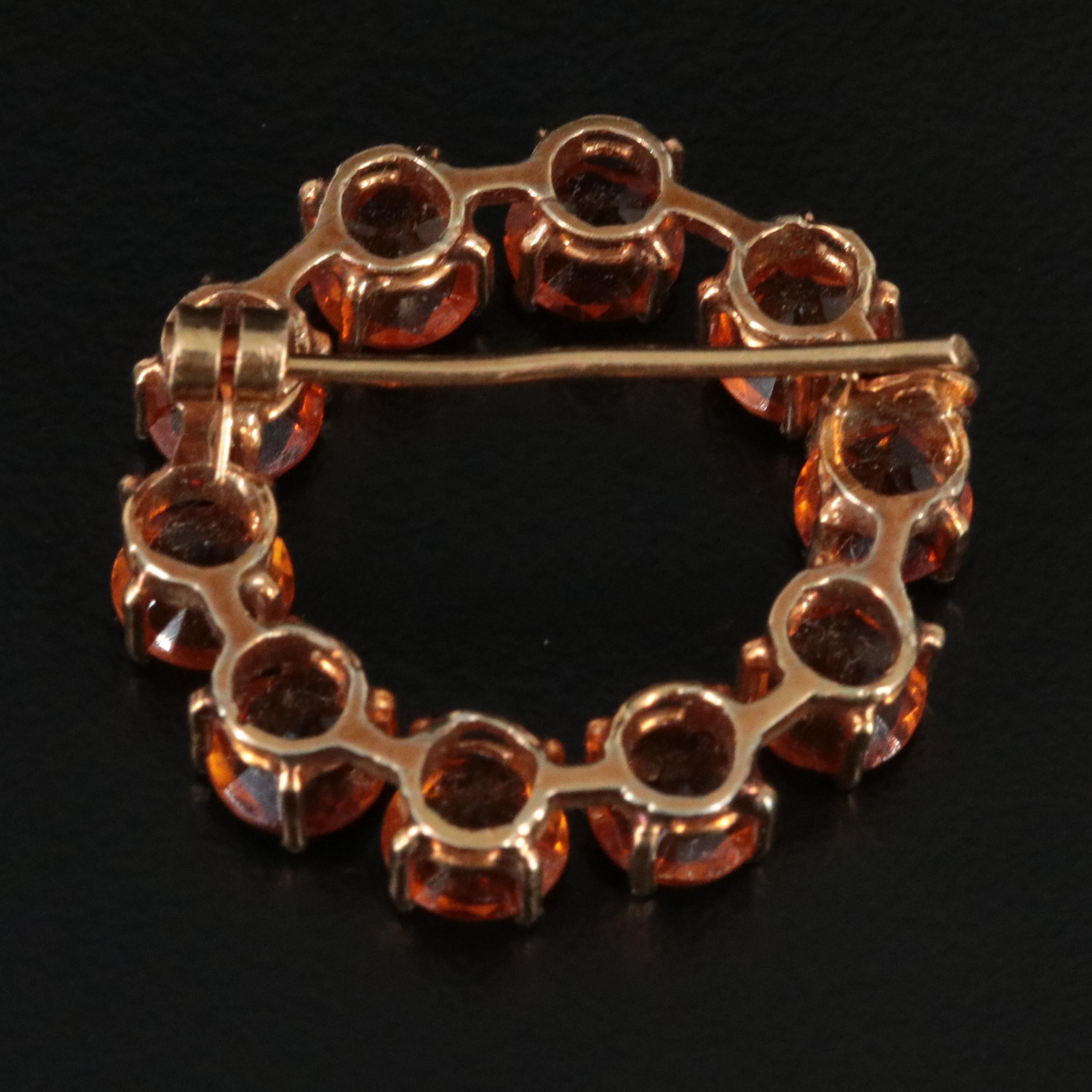 Vintage 14K Citrine Circle Brooch