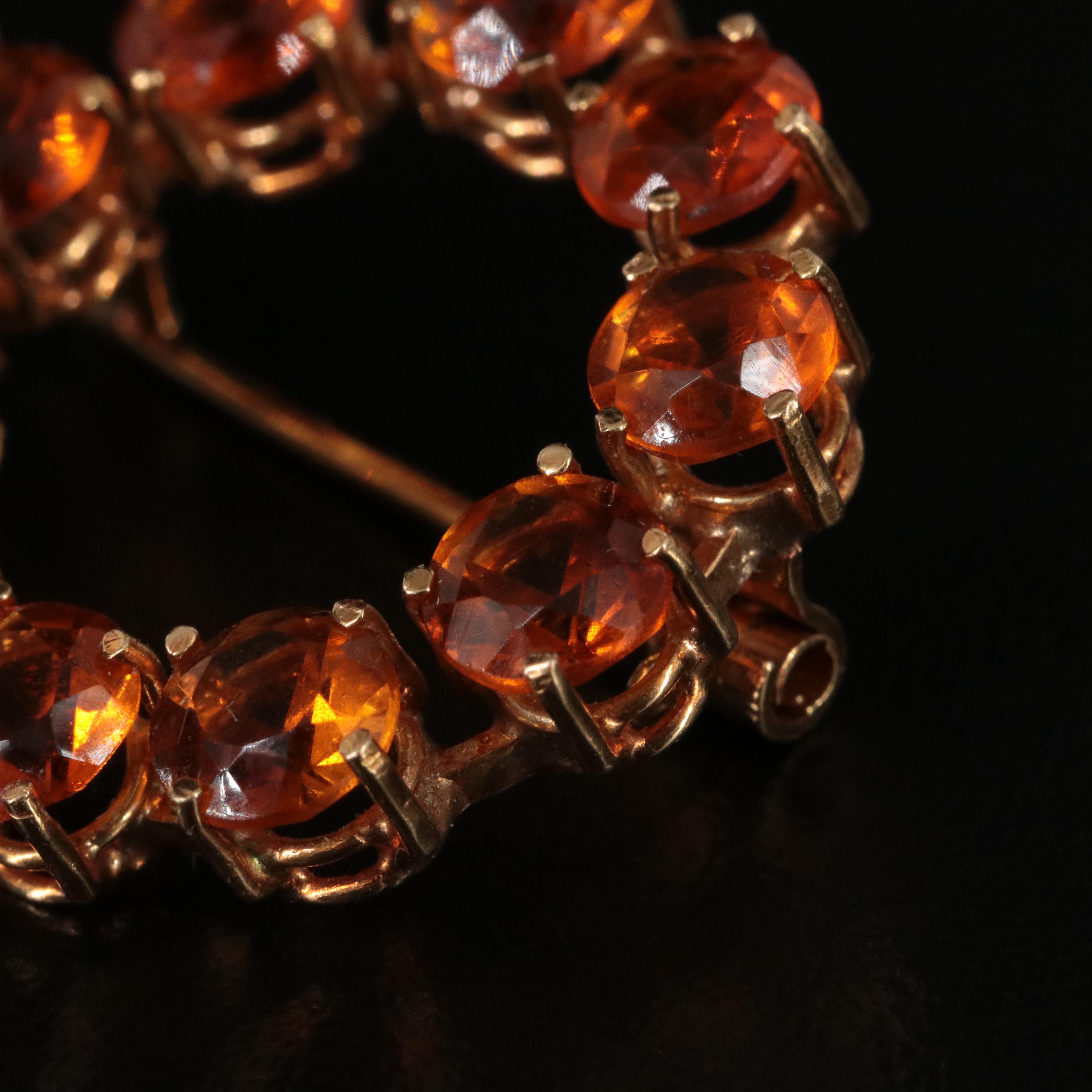 Vintage 14K Citrine Circle Brooch