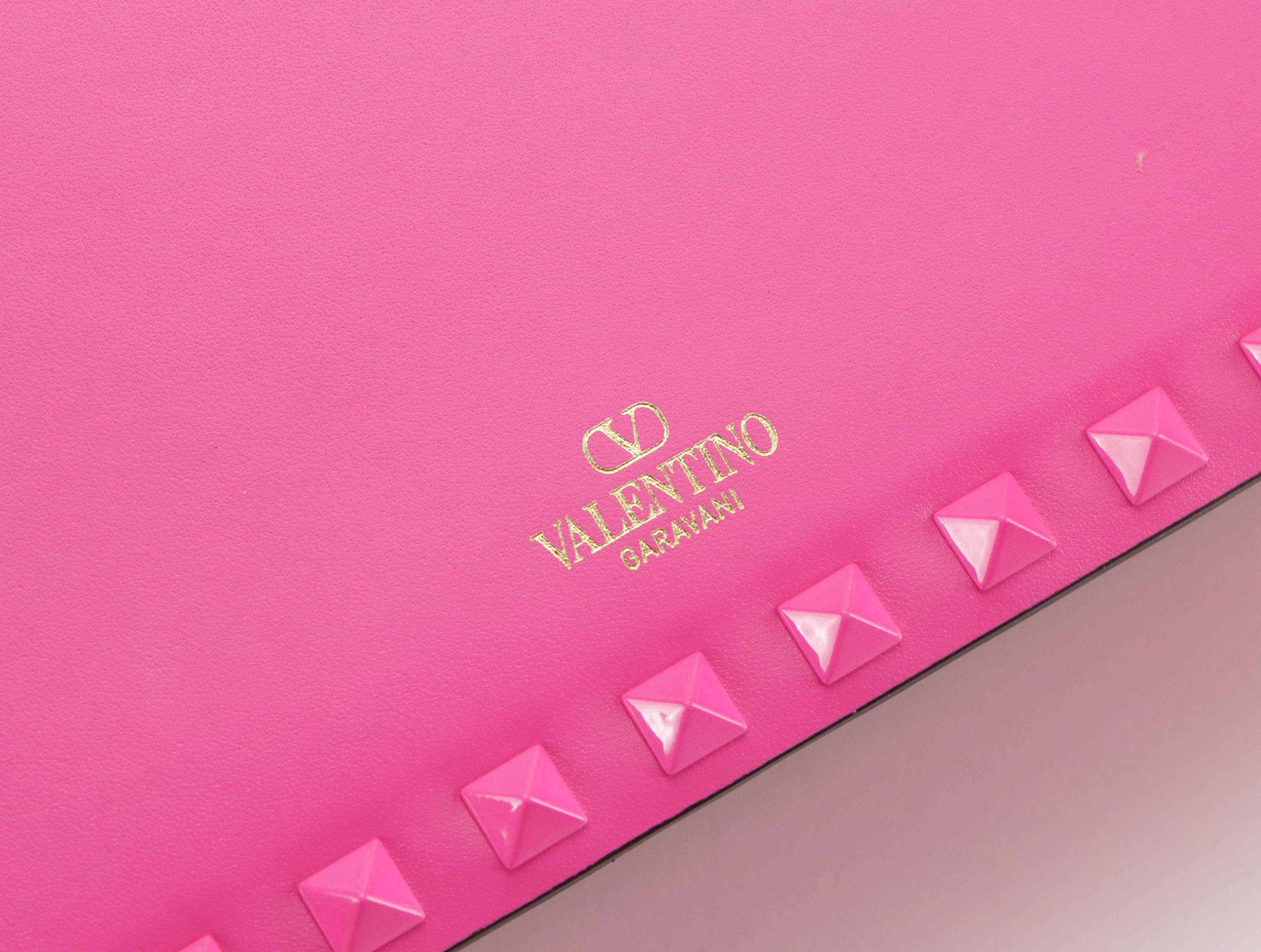 Valentino Garavani Rockstud Front-Flap Crossbody Bag in Neon Pink Leather