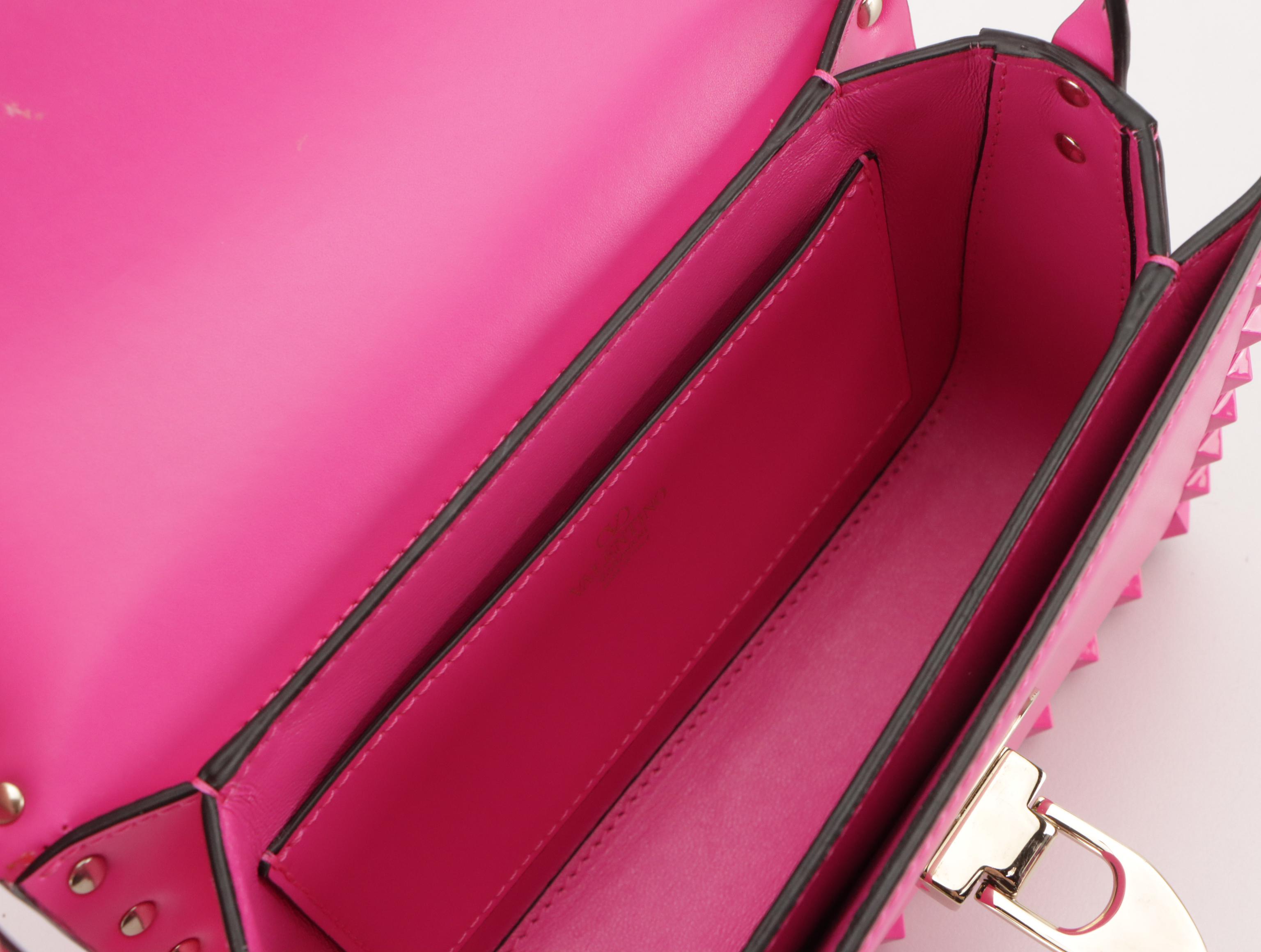 Valentino Garavani Rockstud Front-Flap Crossbody Bag in Neon Pink Leather