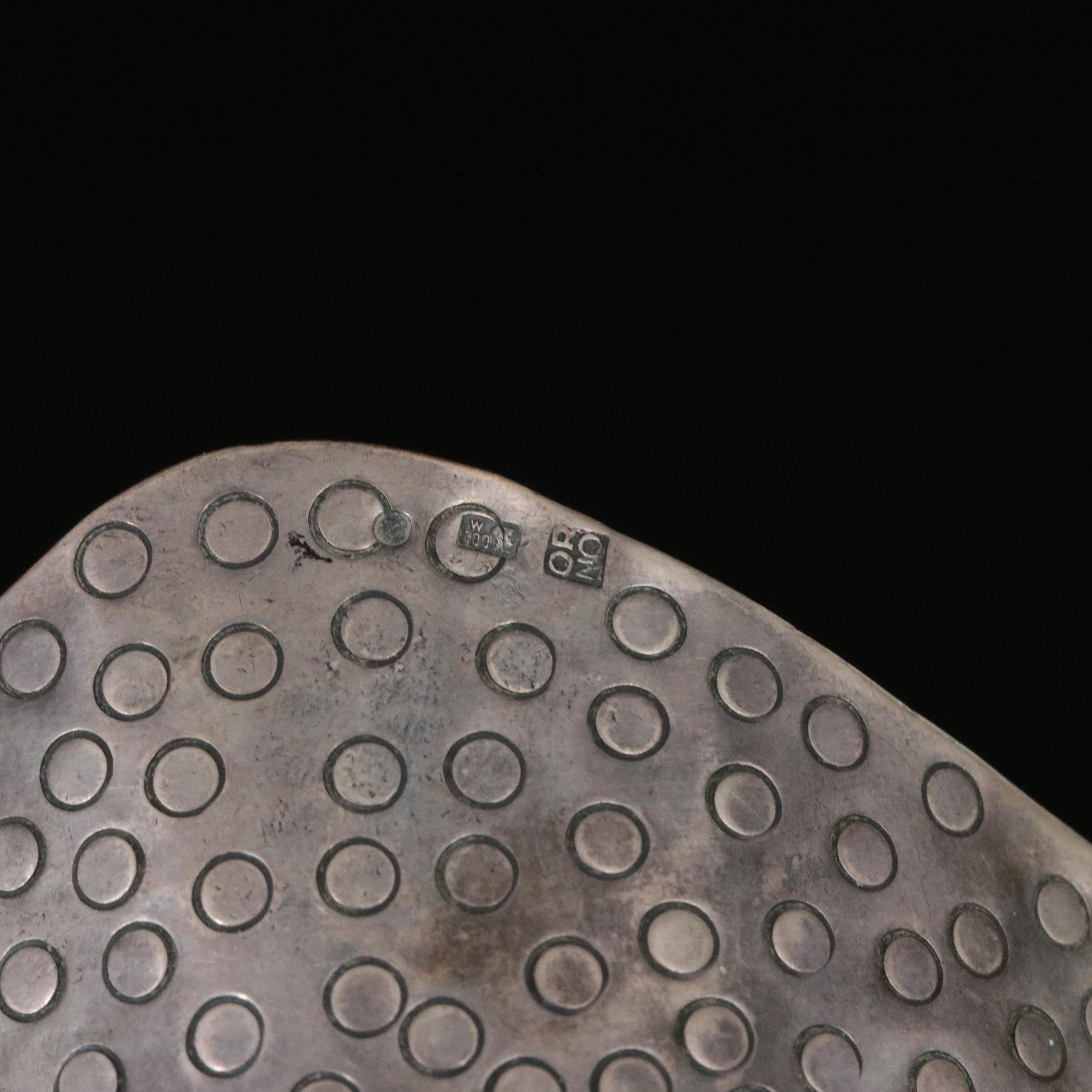 Polish Orno Nephrite Bezel Set Textured Hinged Wavy Bracelet