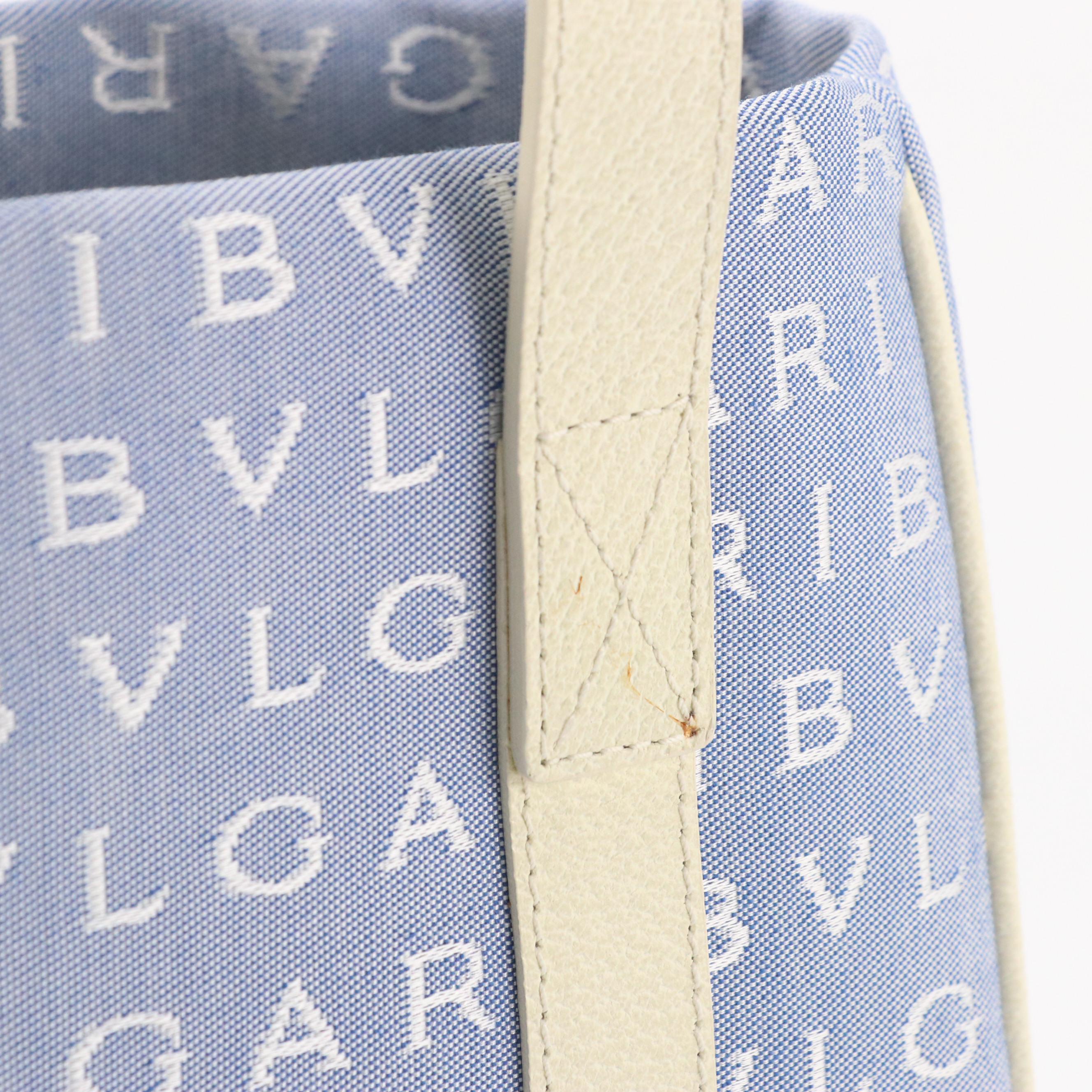 BVLGARI Fanny Mini Tote in Logomania Canvas with Leather Trim and Box