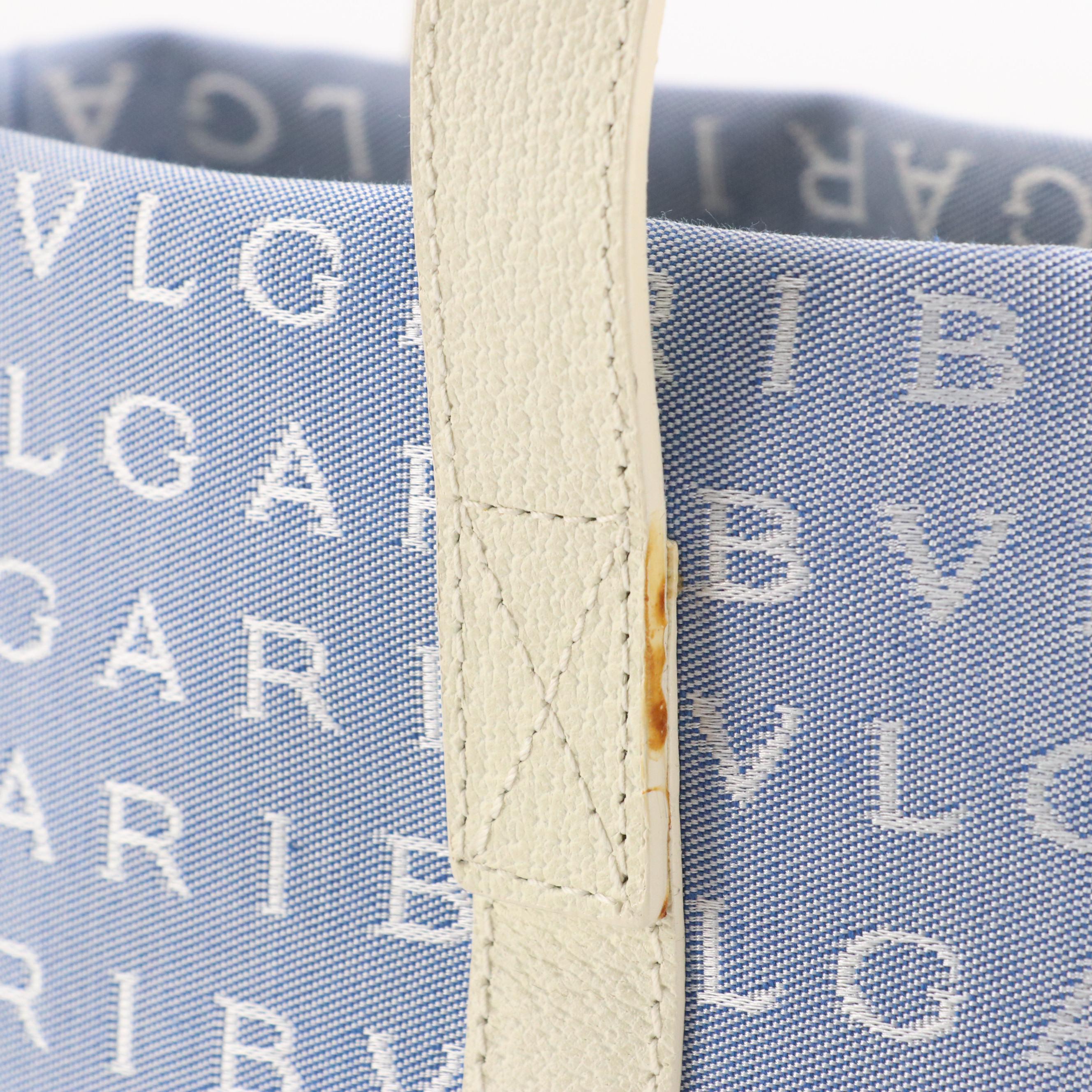 BVLGARI Fanny Mini Tote in Logomania Canvas with Leather Trim and Box