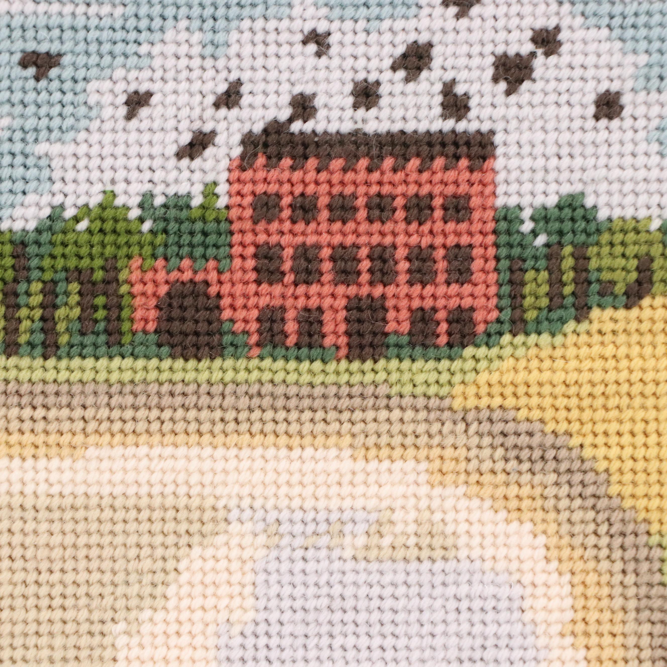 Kathleen Graf Bucolic Needlepoint "Two Fat Suffolk Lambs" by Elizabeth Bradley