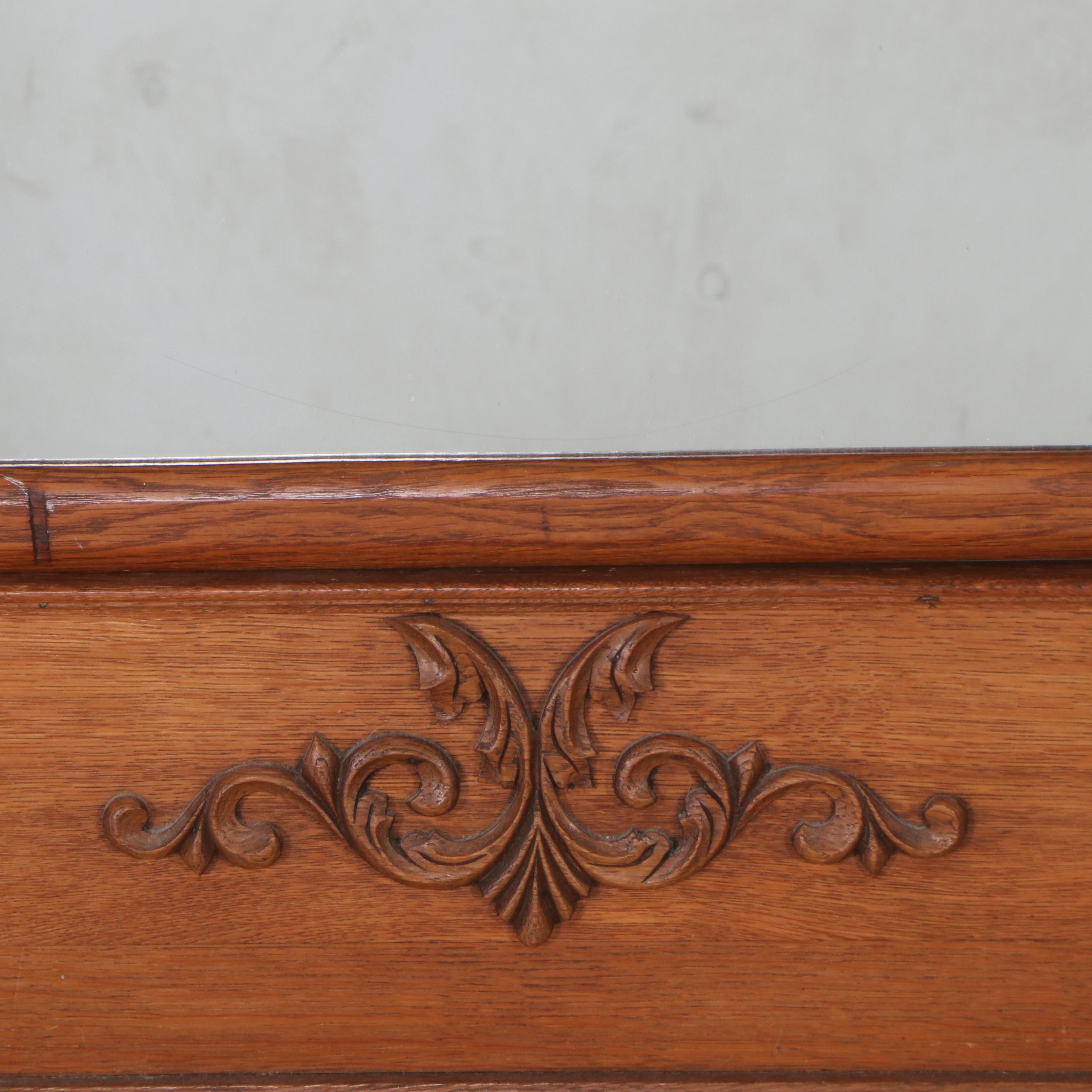 Victorian Oak Dresser with Mirror, Late 19th/Early 20th Century