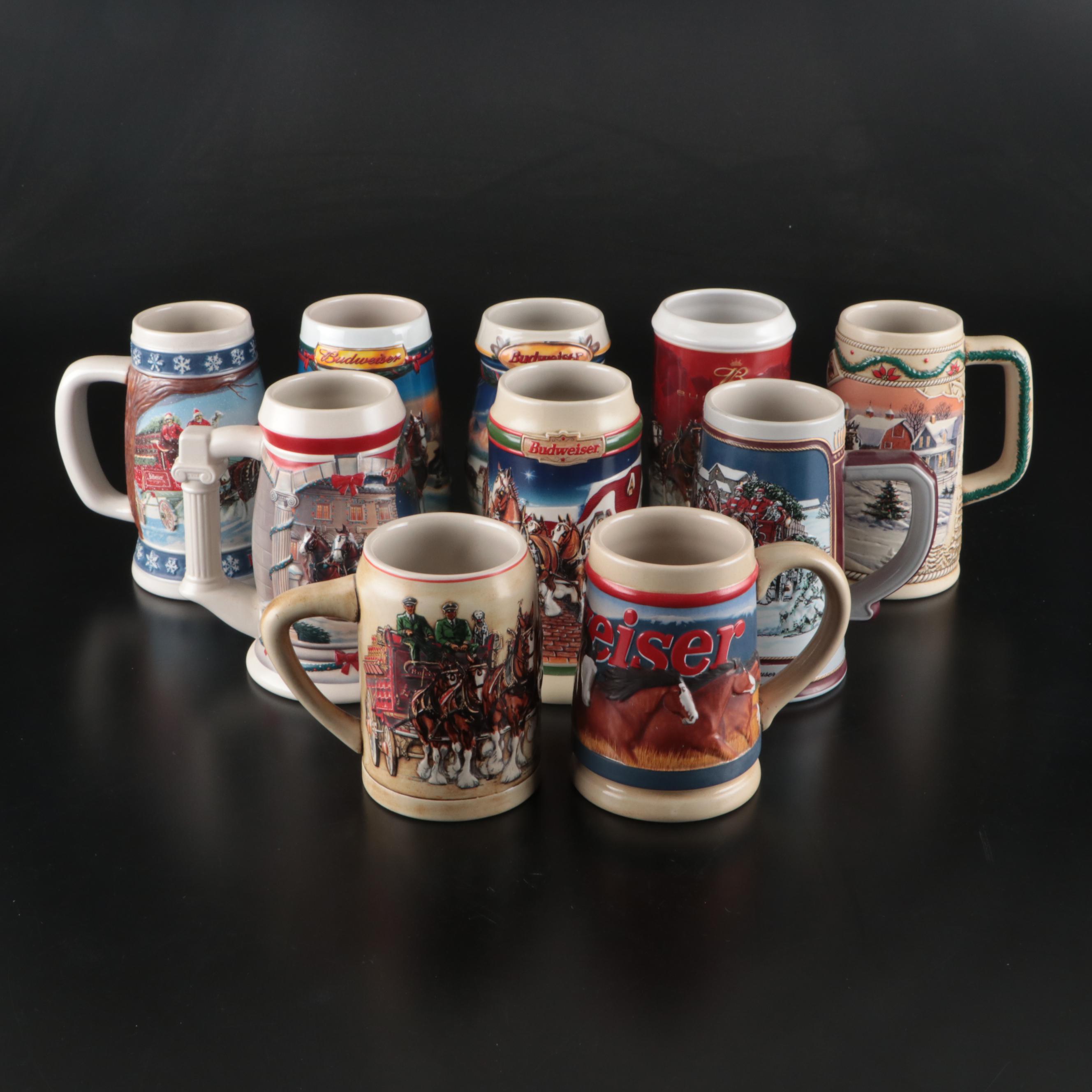 Ceramarte Budweiser Holiday and Collectible Ceramic Beer Steins