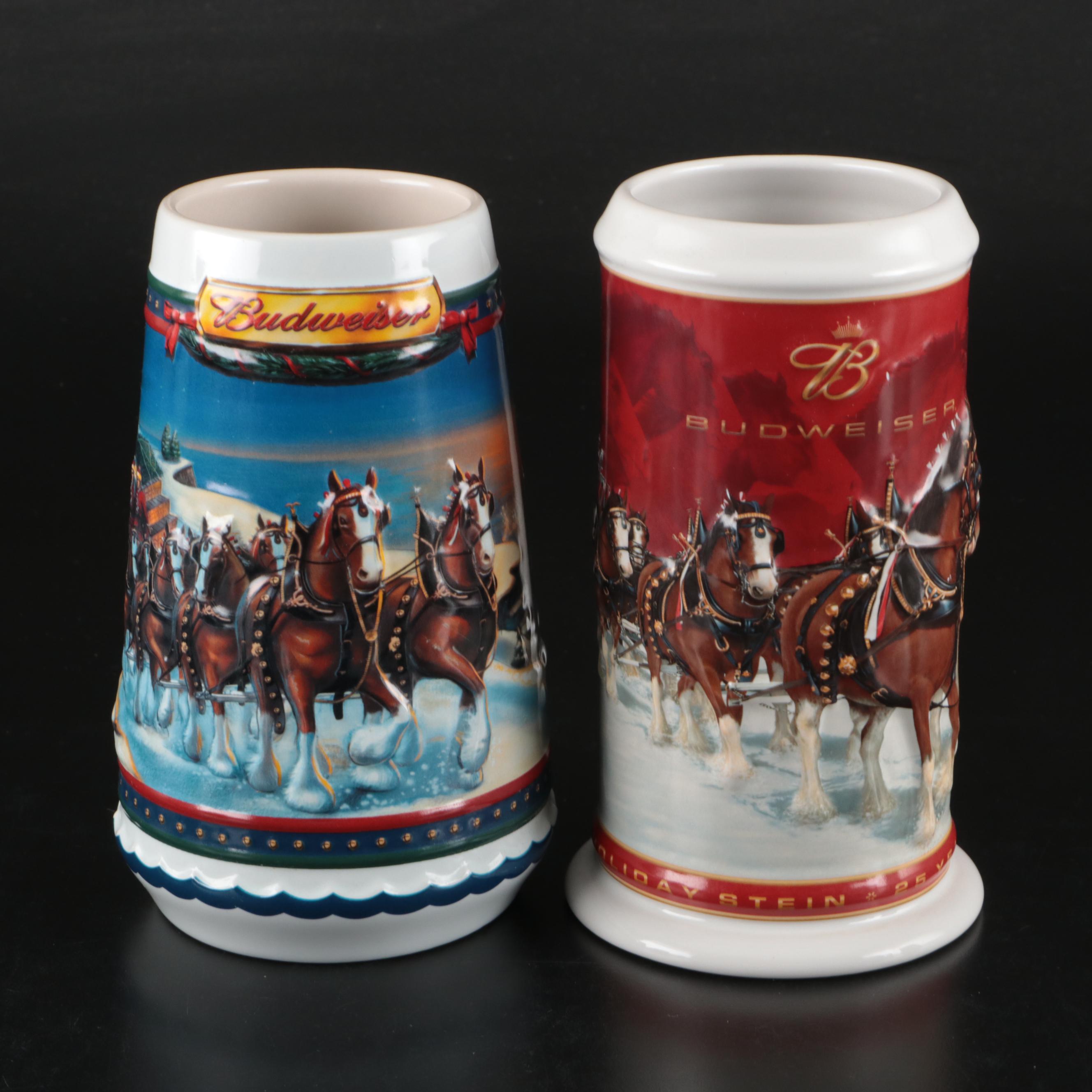 Ceramarte Budweiser Holiday and Collectible Ceramic Beer Steins