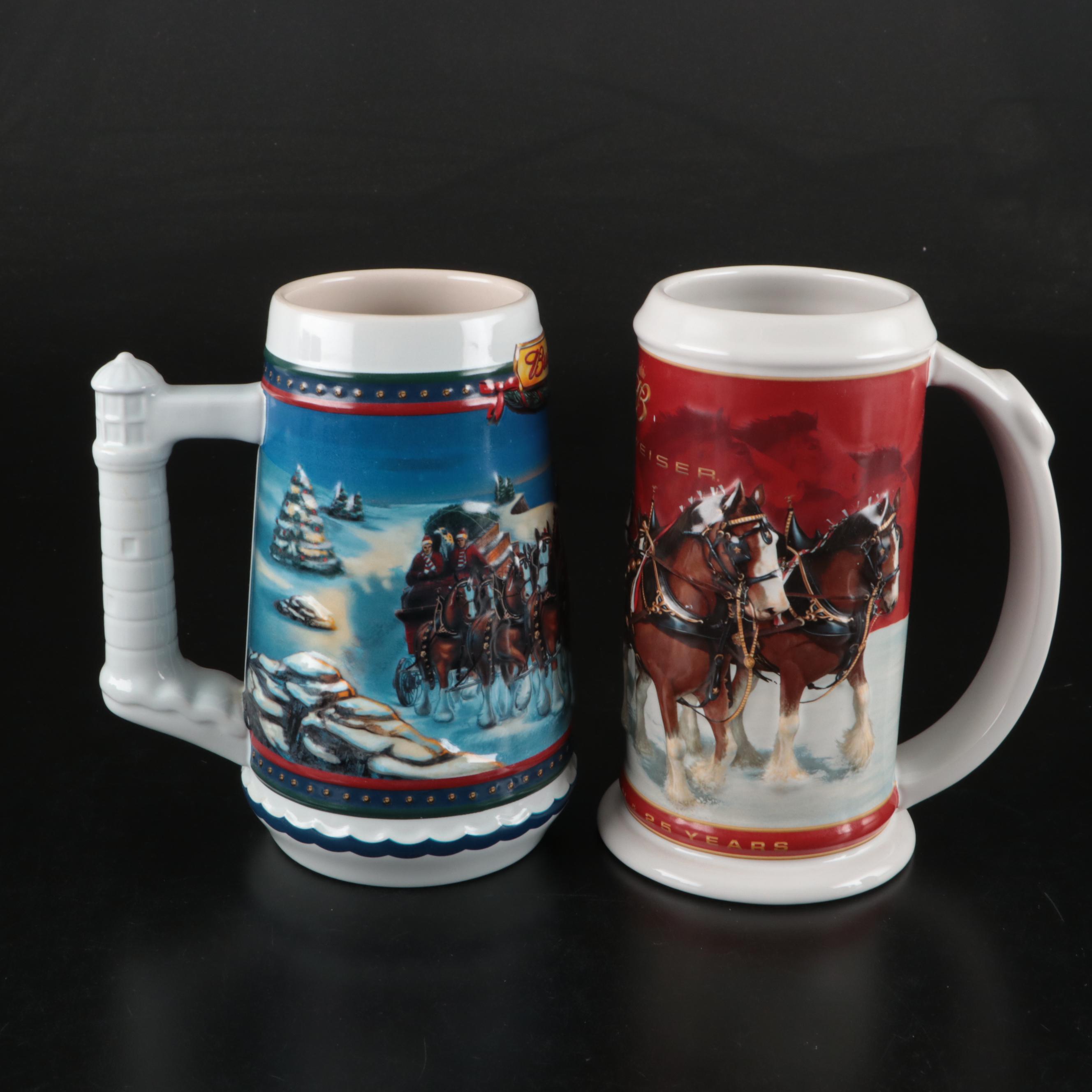 Ceramarte Budweiser Holiday and Collectible Ceramic Beer Steins