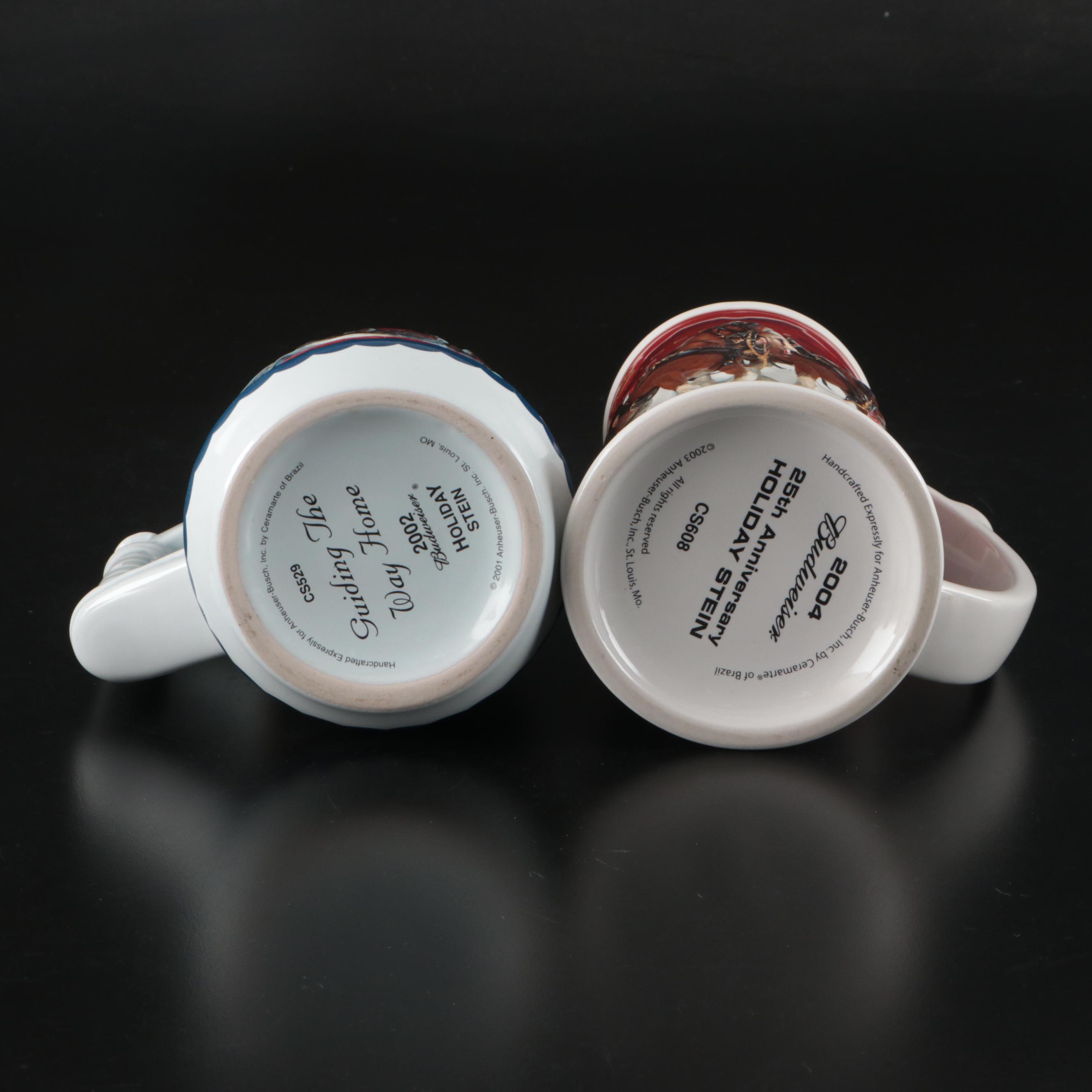 Ceramarte Budweiser Holiday and Collectible Ceramic Beer Steins