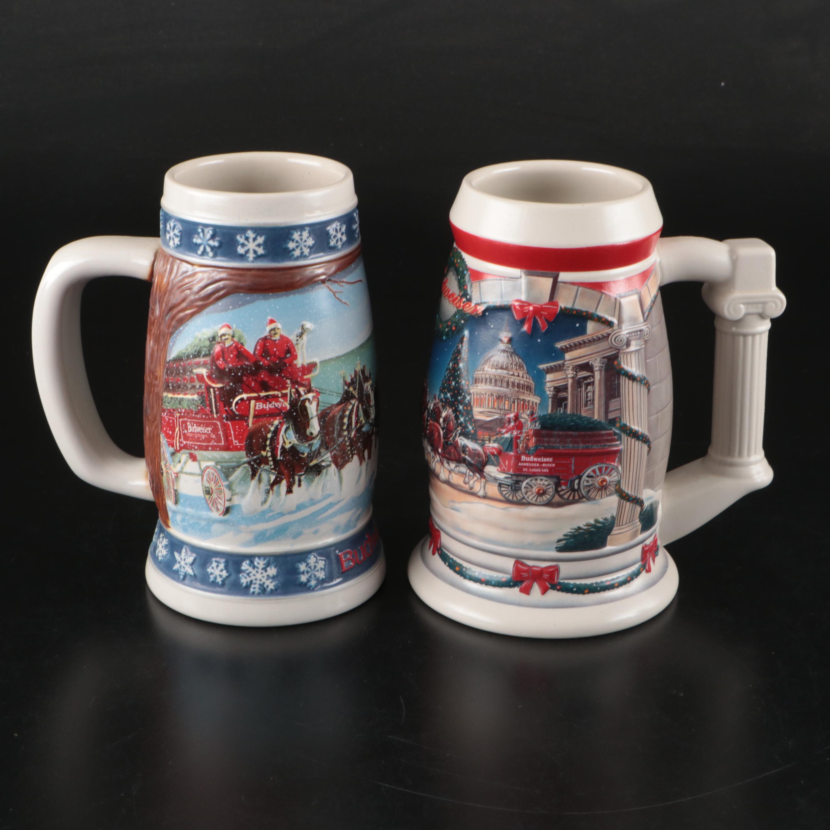 Ceramarte Budweiser Holiday and Collectible Ceramic Beer Steins