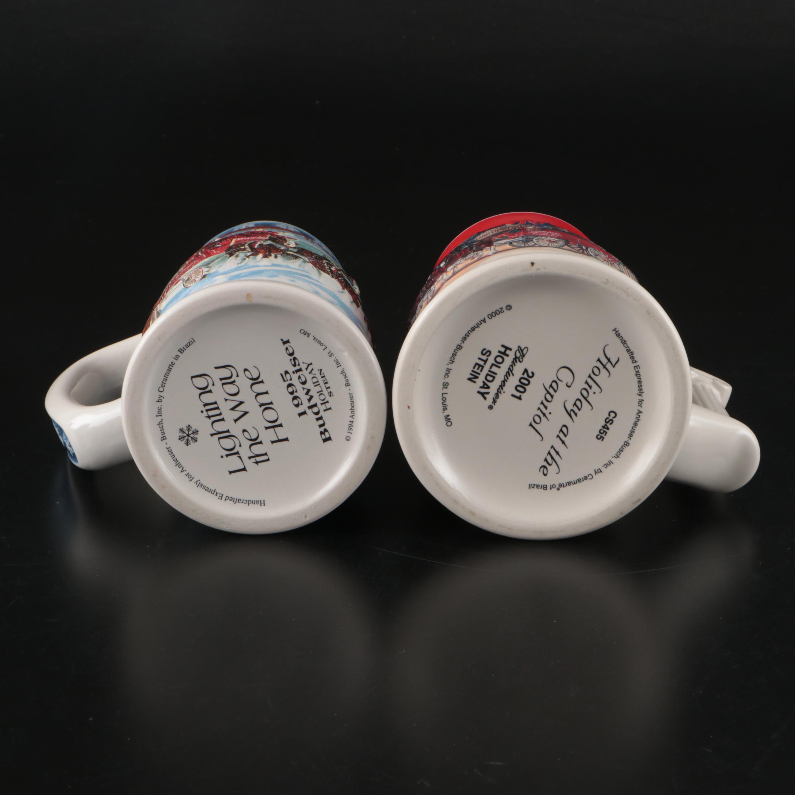 Ceramarte Budweiser Holiday and Collectible Ceramic Beer Steins