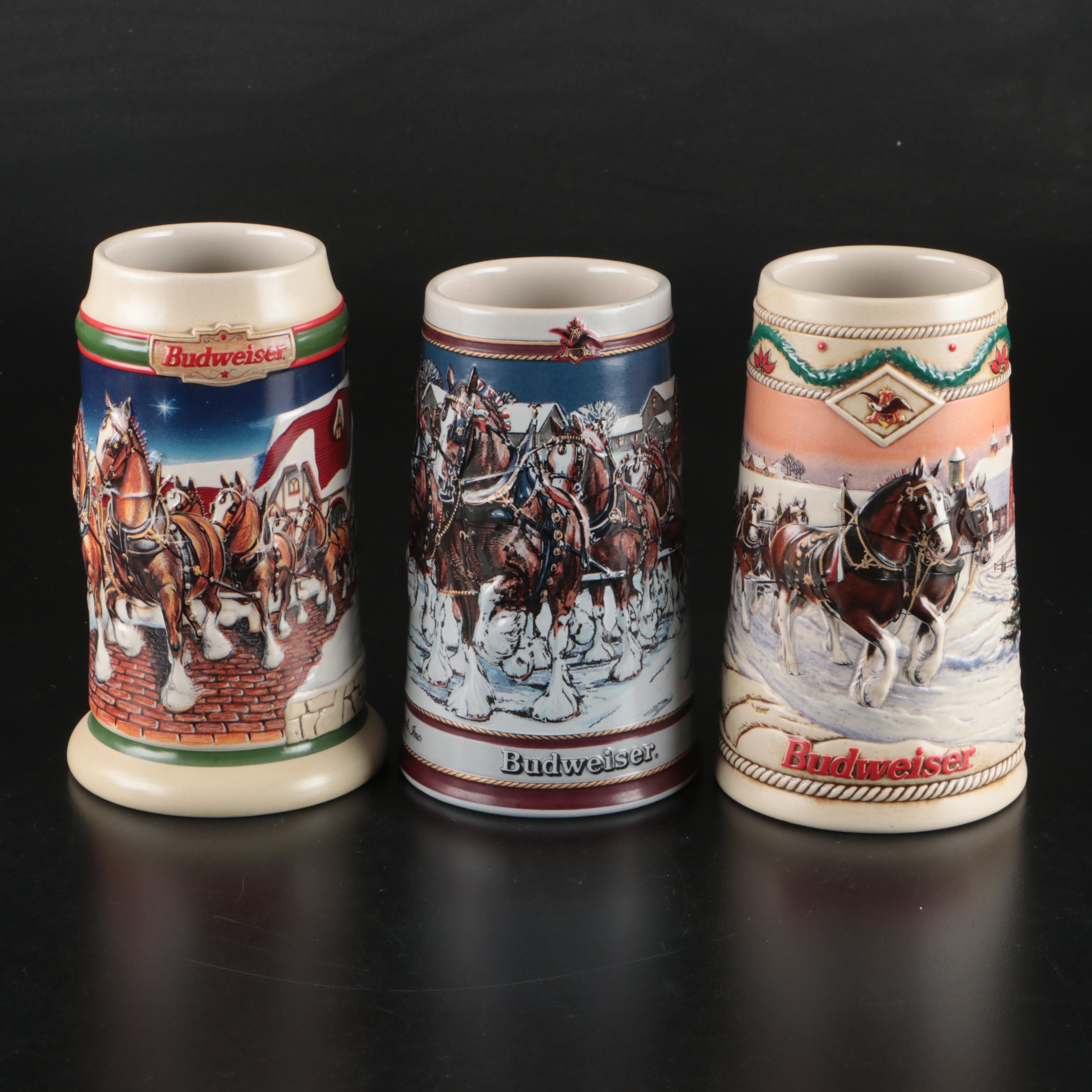 Ceramarte Budweiser Holiday and Collectible Ceramic Beer Steins