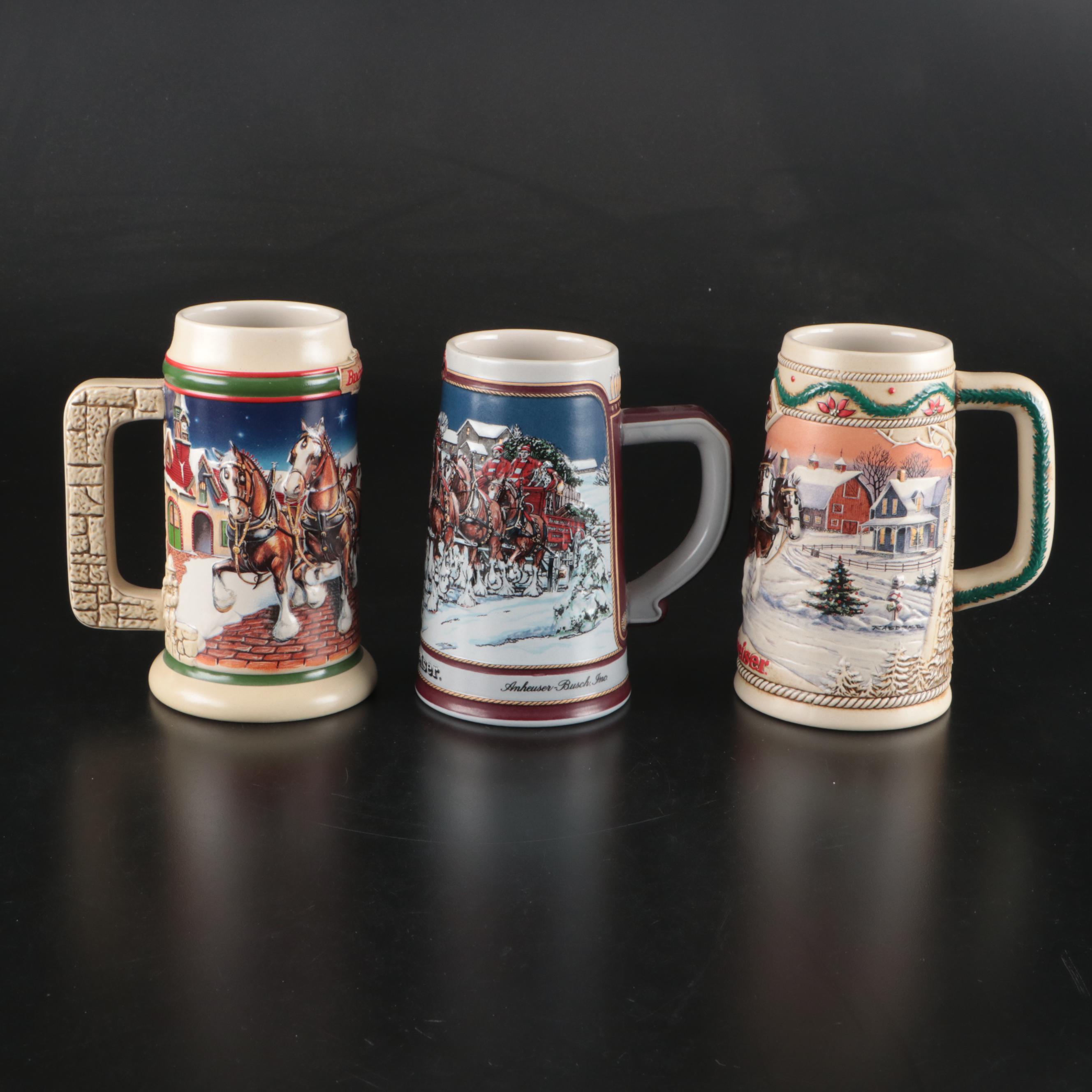 Ceramarte Budweiser Holiday and Collectible Ceramic Beer Steins