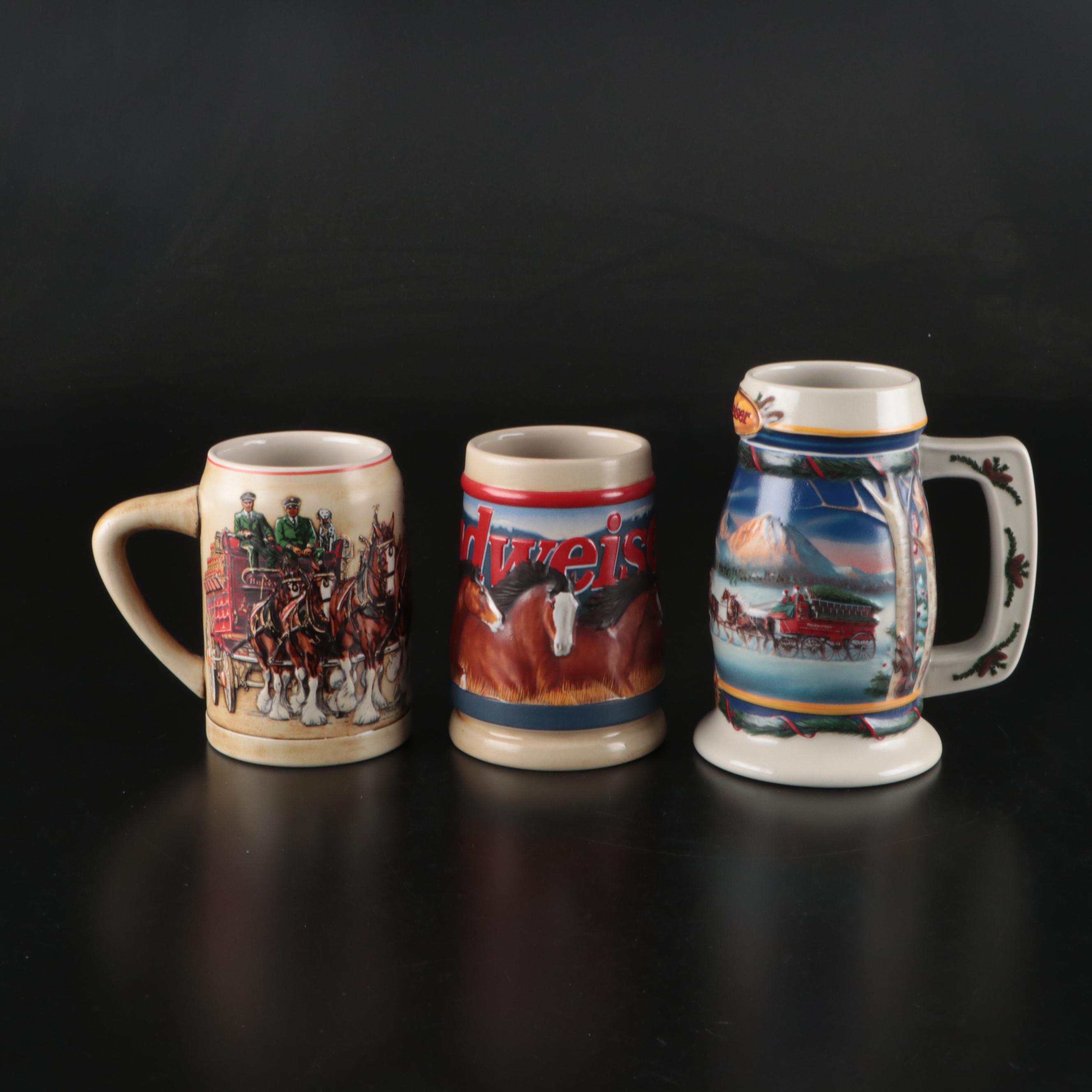 Ceramarte Budweiser Holiday and Collectible Ceramic Beer Steins