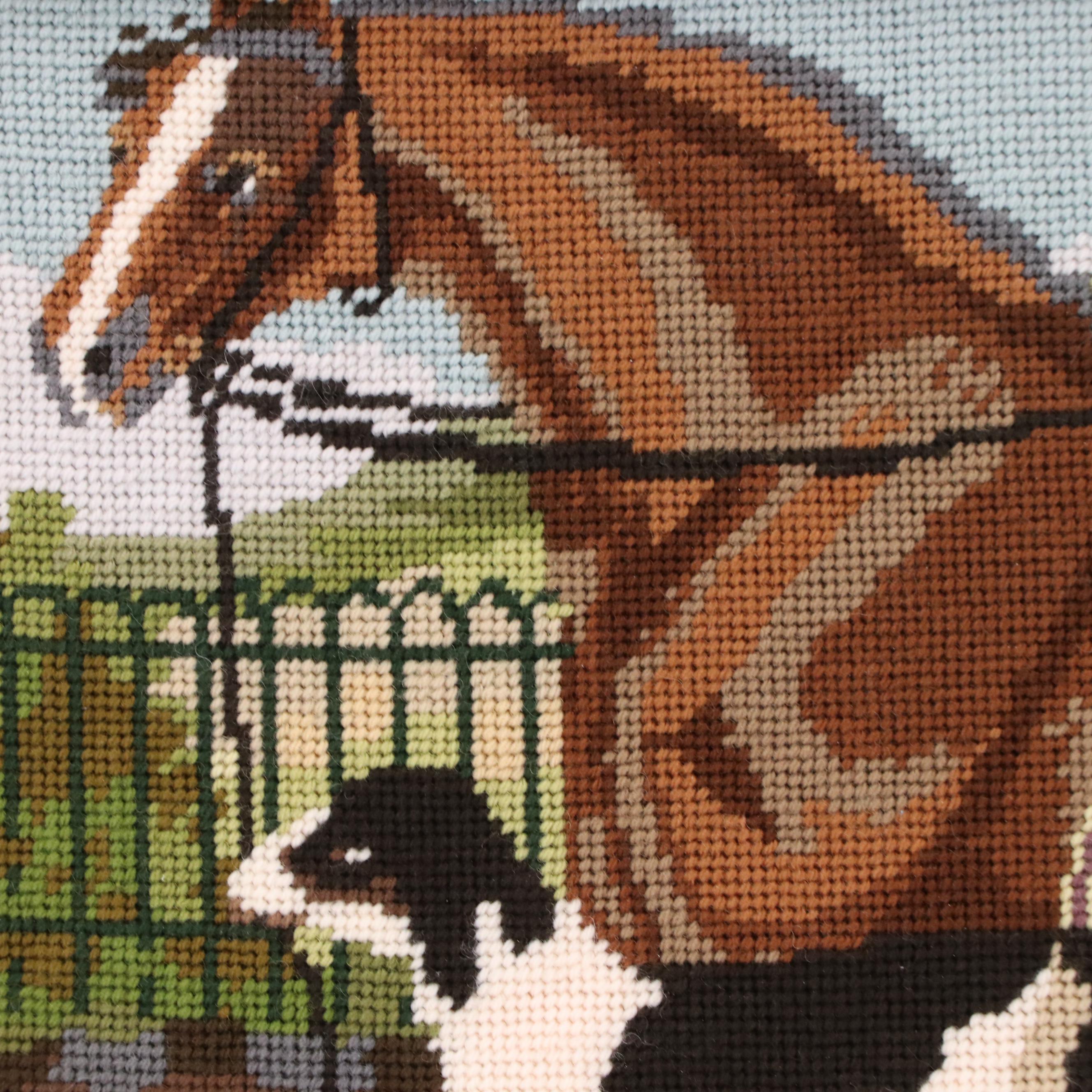 Kathleen Graf Needlepoint "Suffolk Punch and Hound" Design by Elizabeth Bradley
