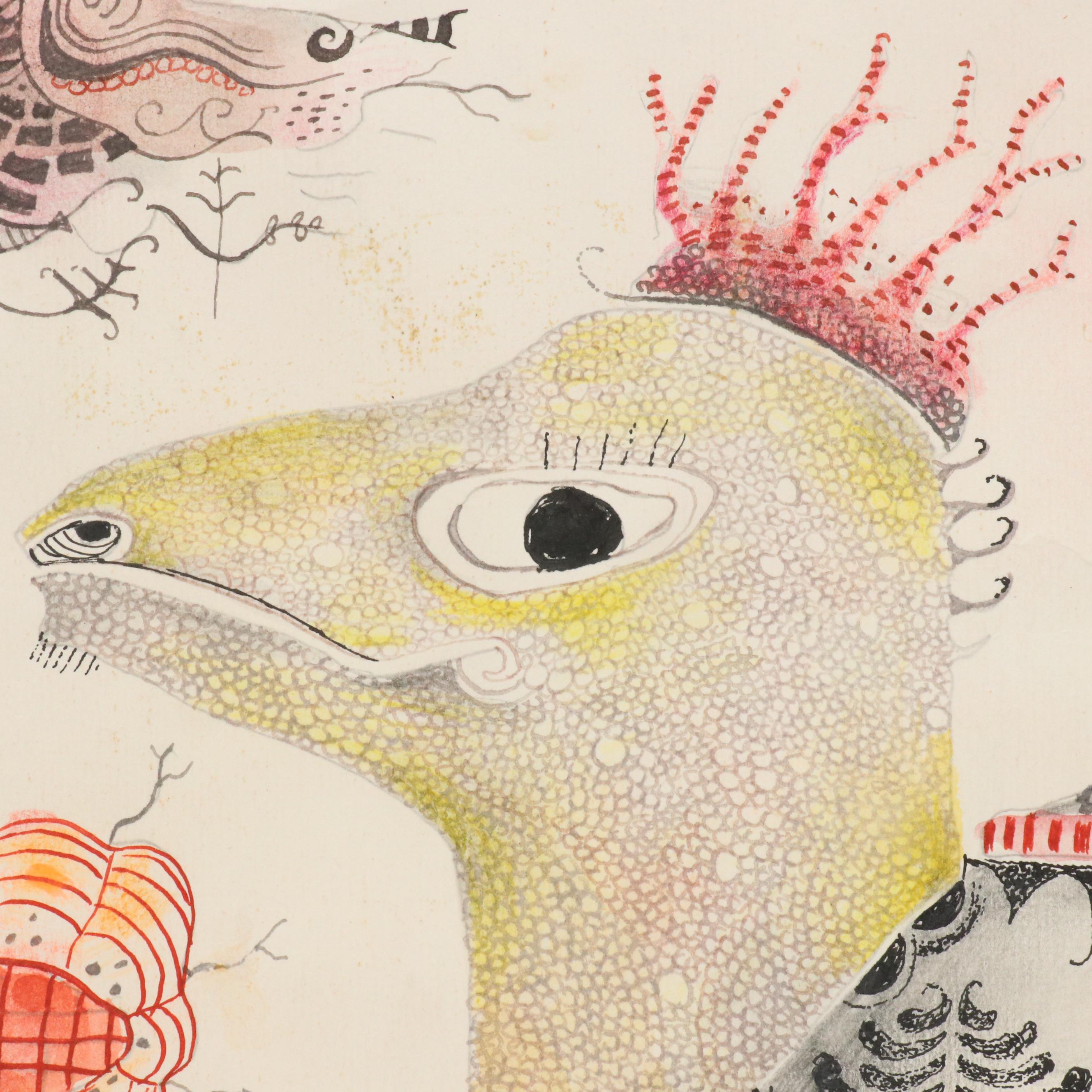 Nikolay Kuk Mixed Media Figural Surrealist Illustration, 1998