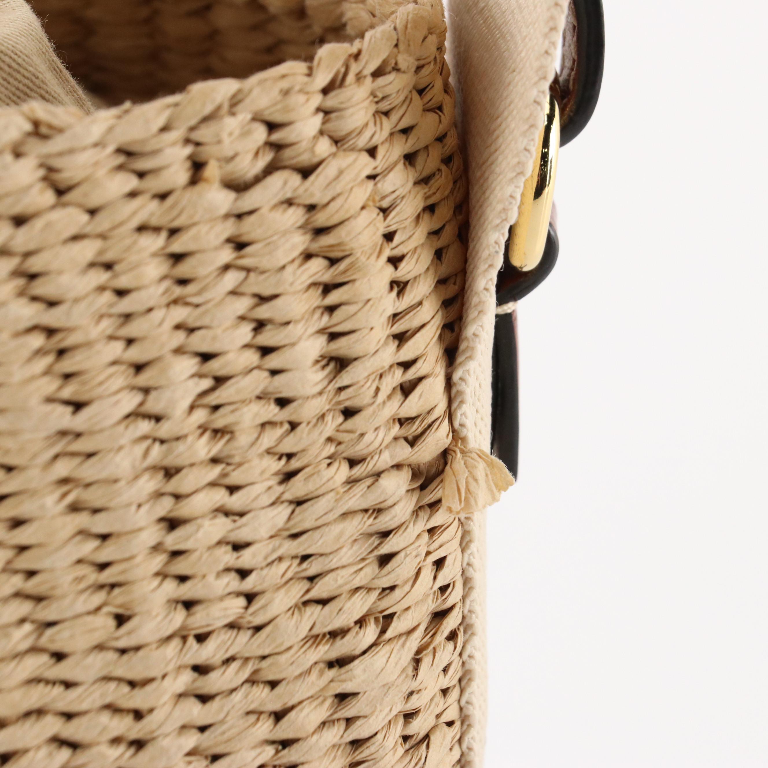 Chloé x Mifuko Small Two-Way Woody Basket Bag in Natural Woven Fibers & Leather