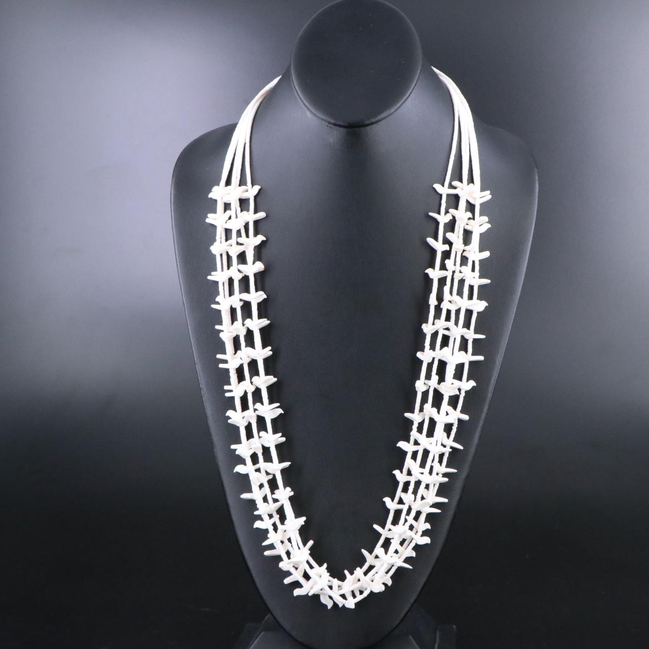 White Shell Bird Fetish Necklace