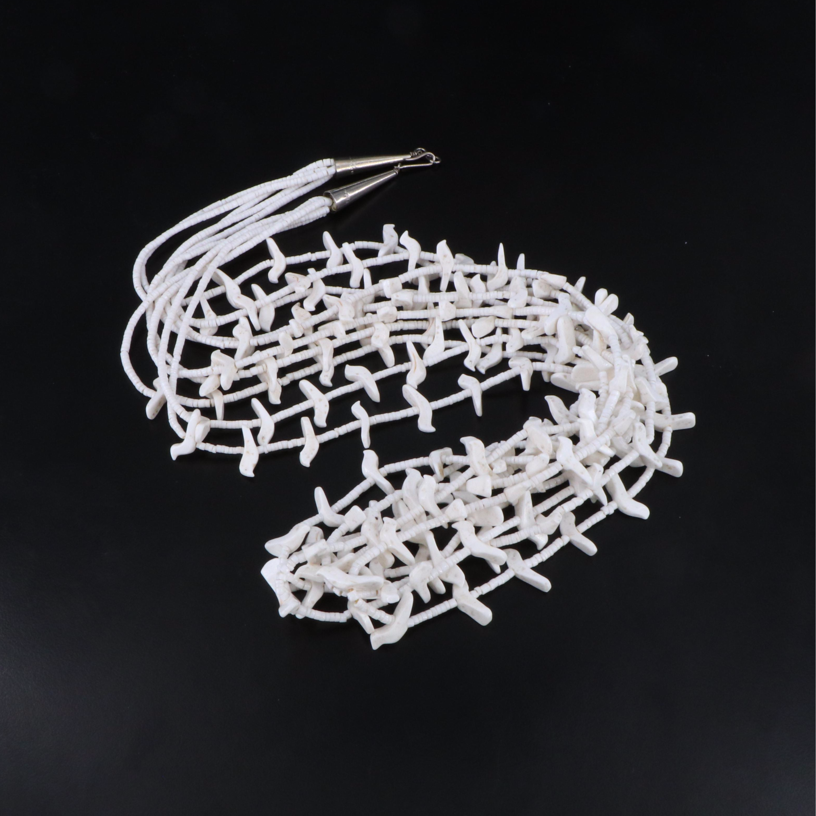 White Shell Bird Fetish Necklace