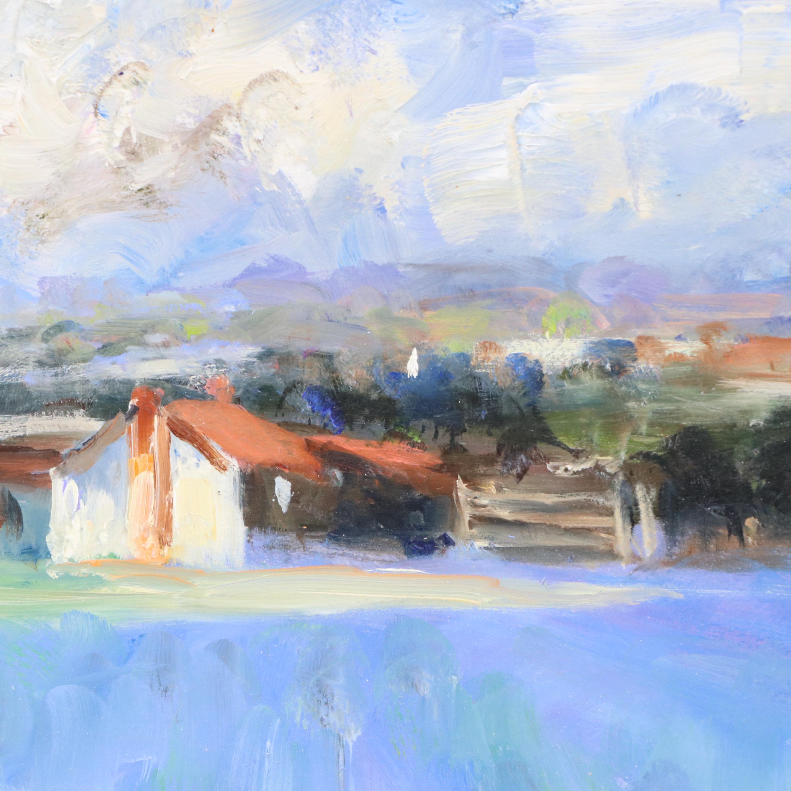 Nino Pippa French Landscape Oil Painting "Field on the Rhone Valley," 2012