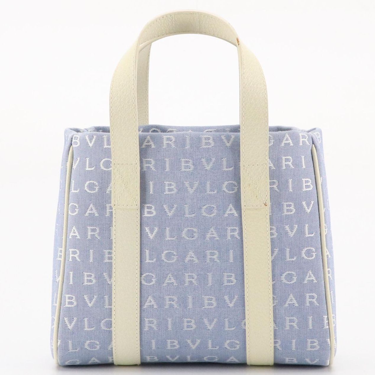 BVLGARI Fanny Mini Tote in Logomania Canvas with Leather Trim and Box