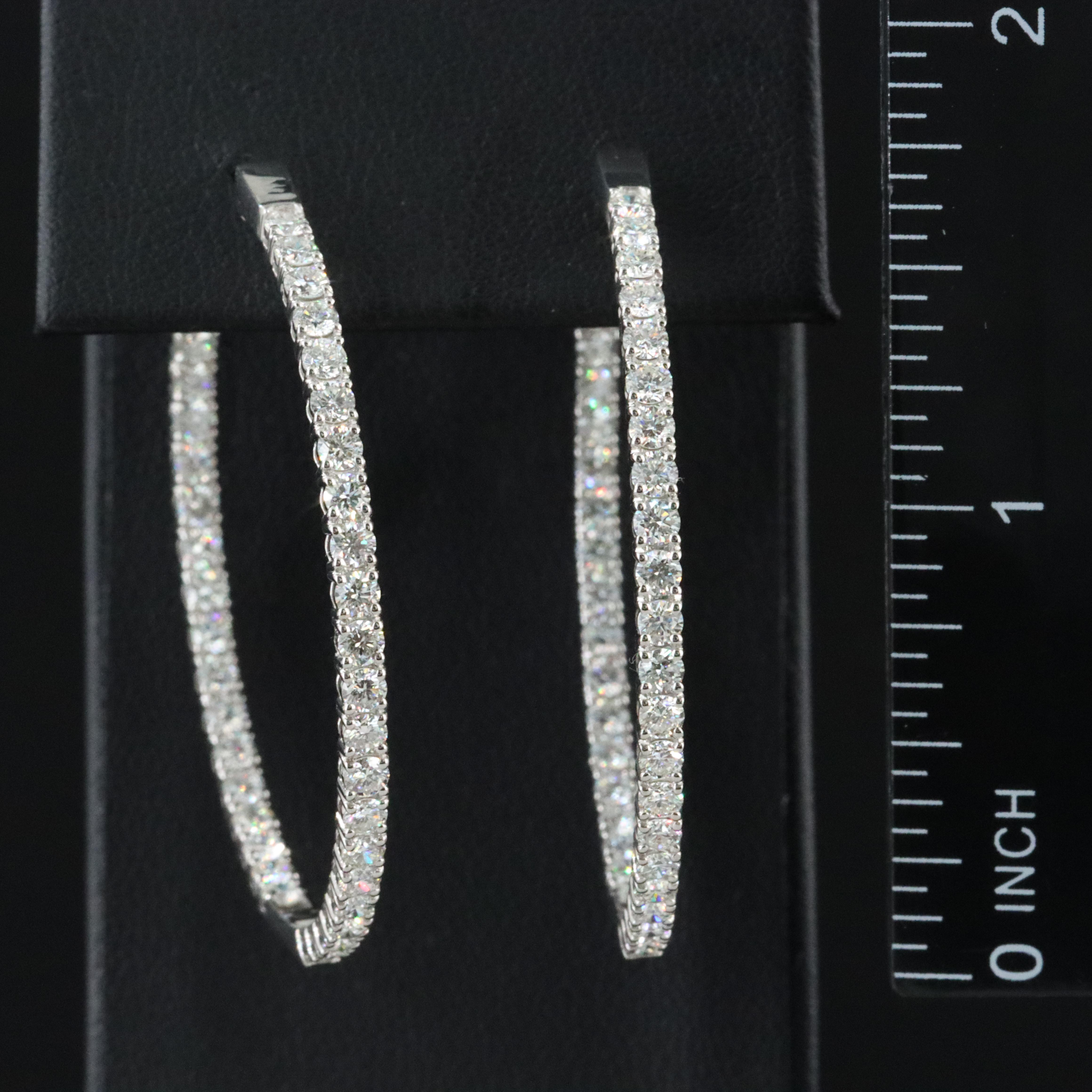 Platinum 4.30 CTW Diamond Inside Out Hoop Earrings