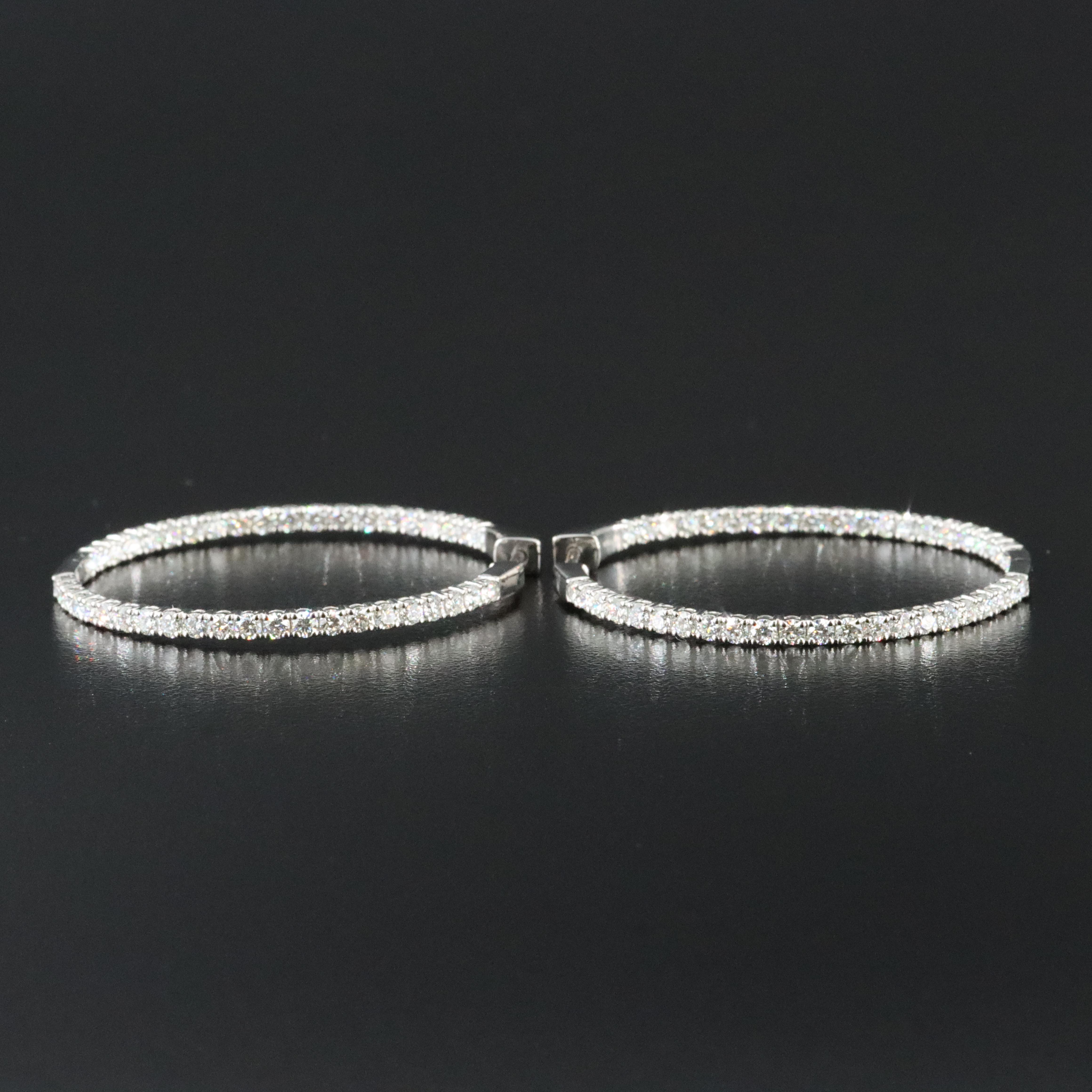 Platinum 4.30 CTW Diamond Inside Out Hoop Earrings