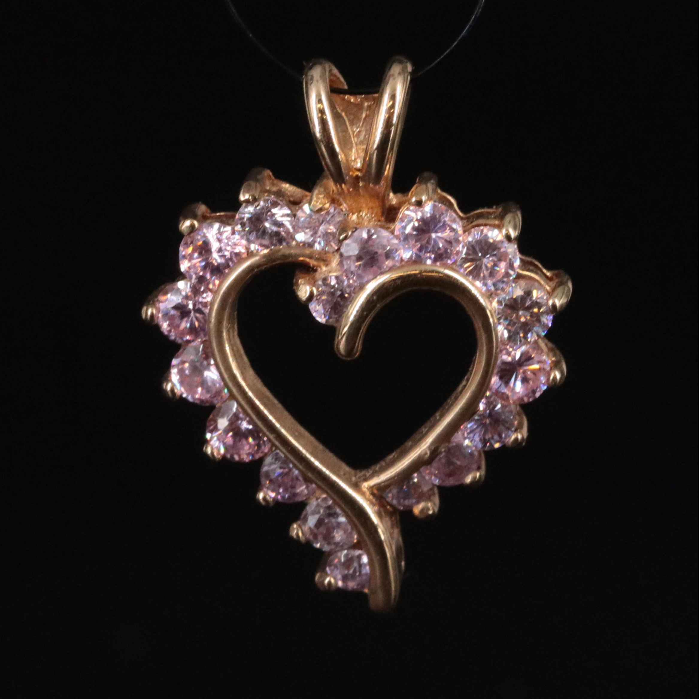 10K Heart CZ Pendant