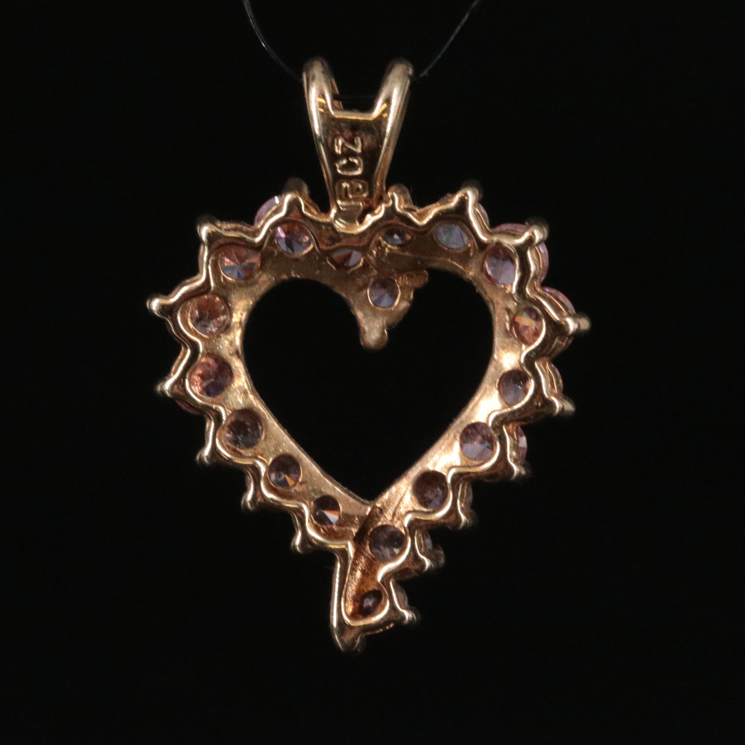 10K Heart CZ Pendant