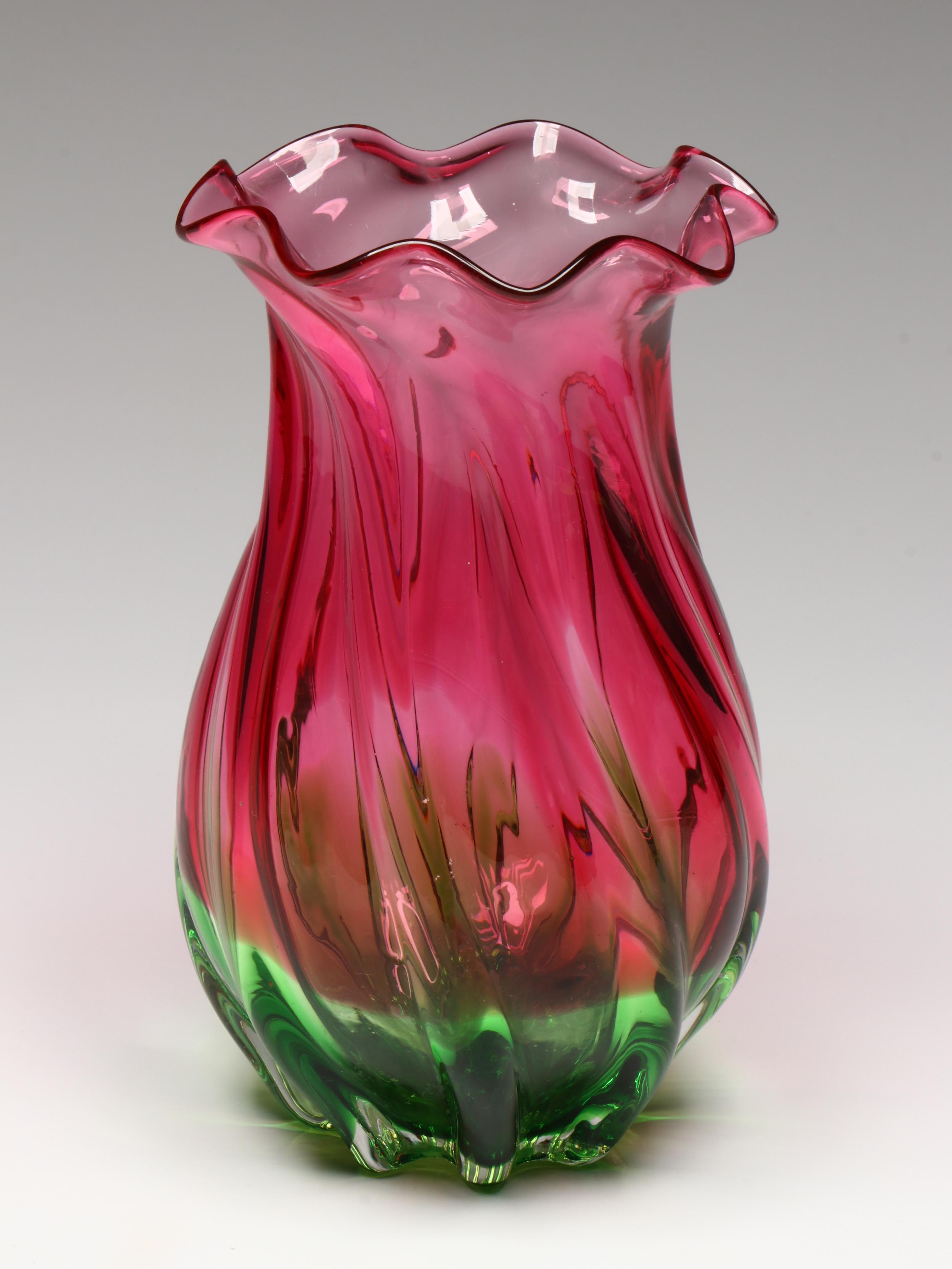 Blown Glass Floral Form Vases