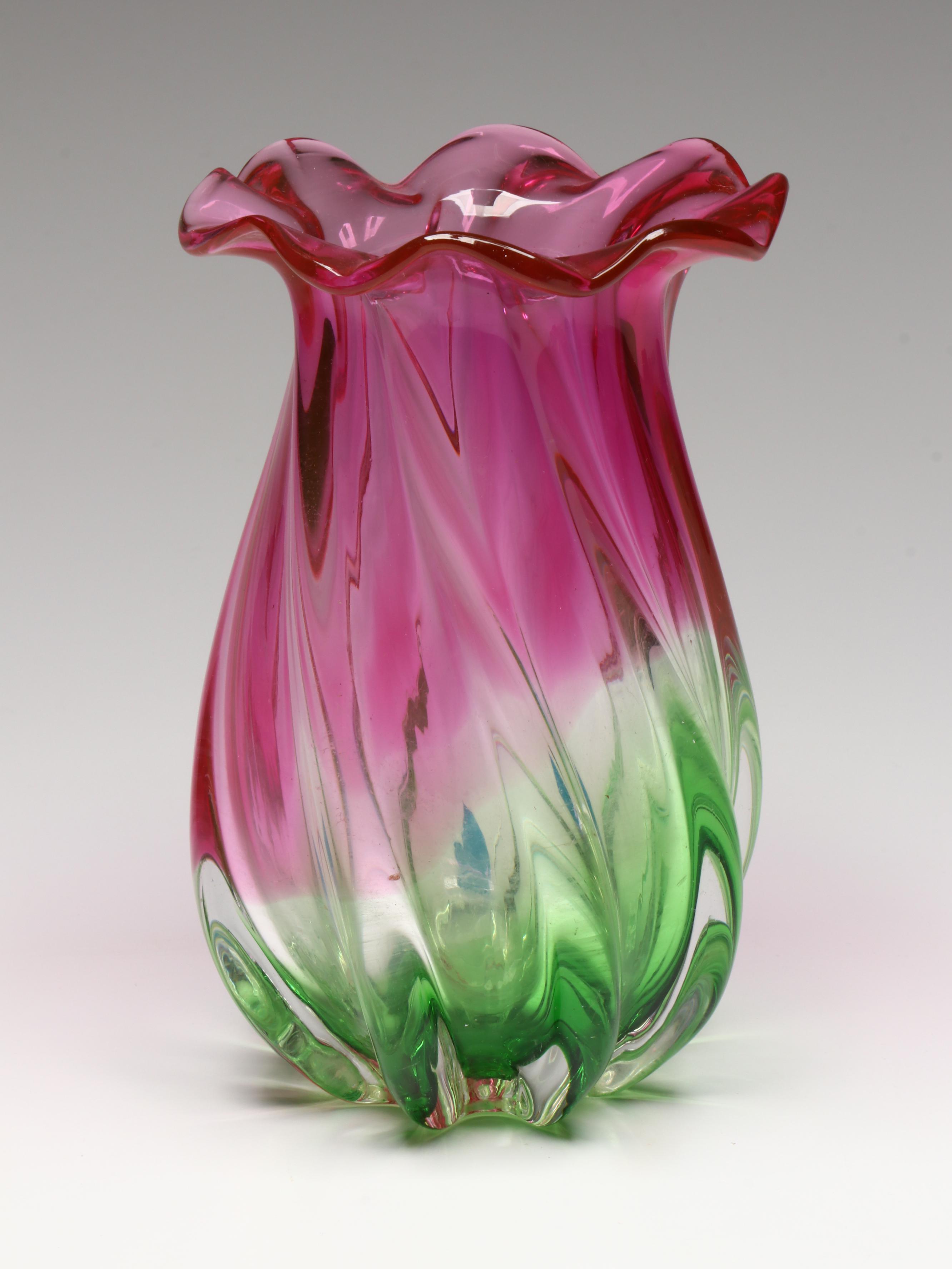 Blown Glass Floral Form Vases