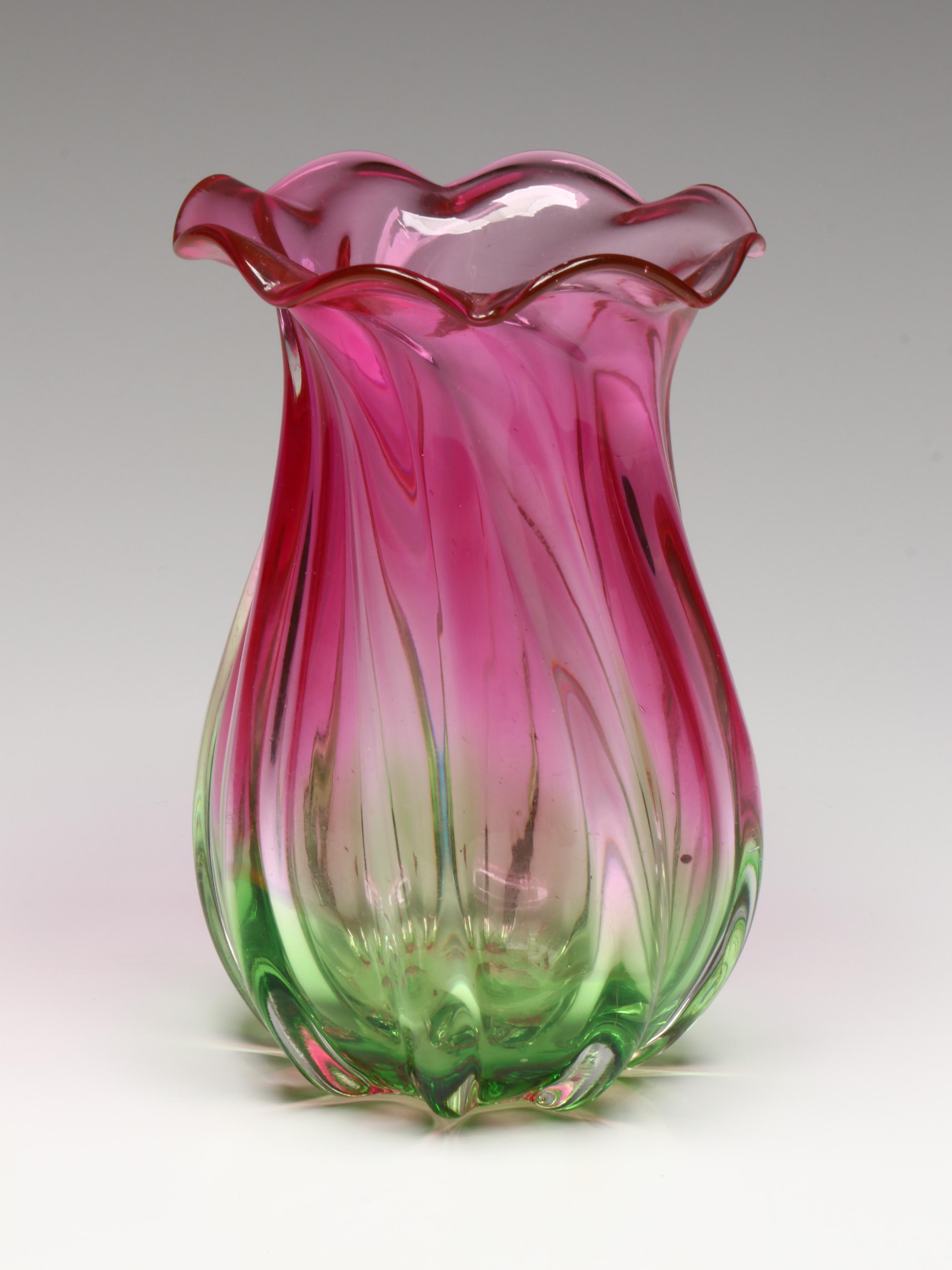 Blown Glass Floral Form Vases